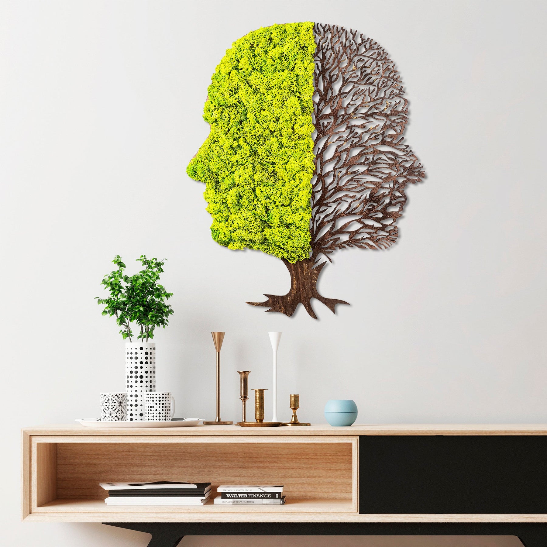 Decoratiune perete Green Dry, muschi, 45x56 cm