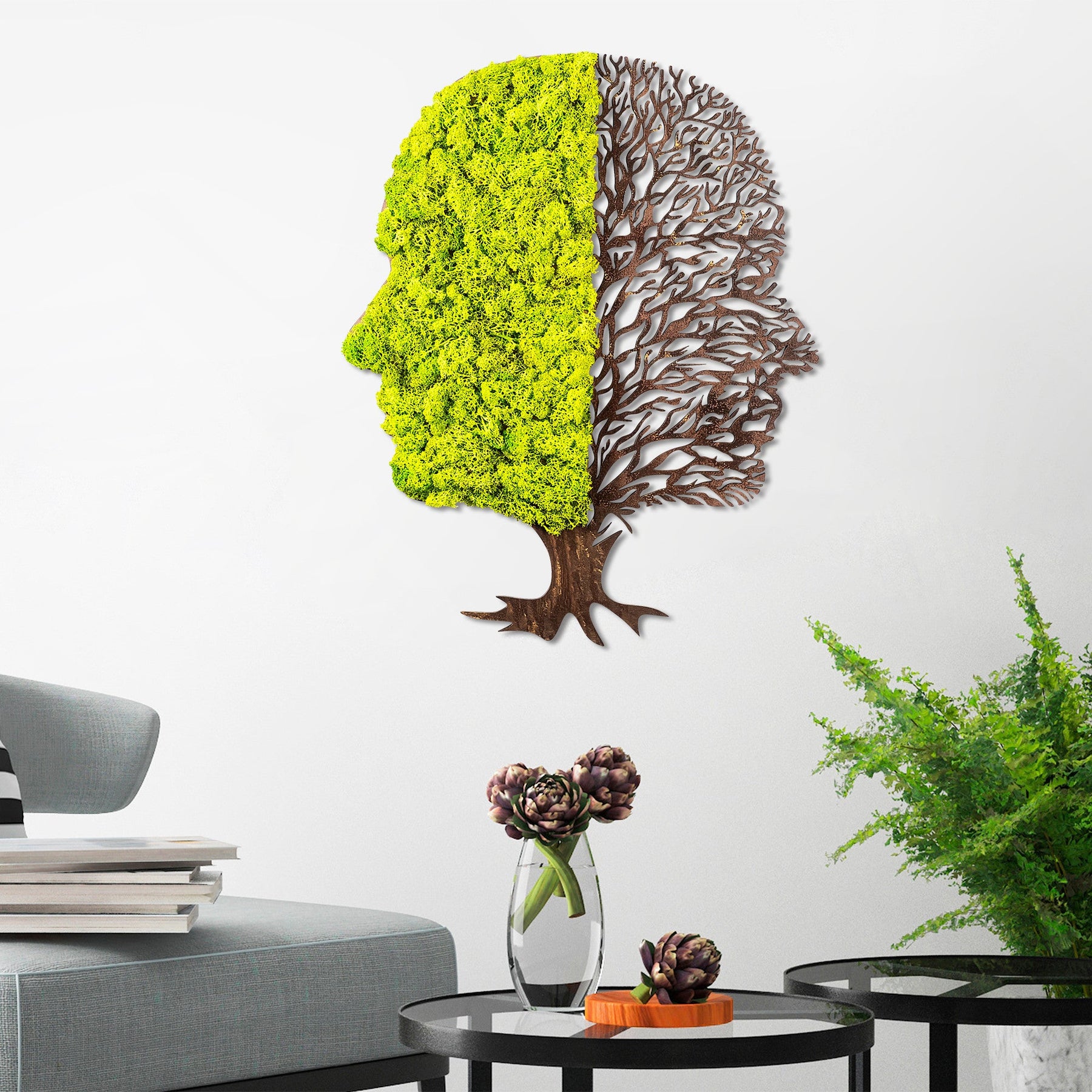 Decoratiune perete Green Dry, muschi, 45x56 cm