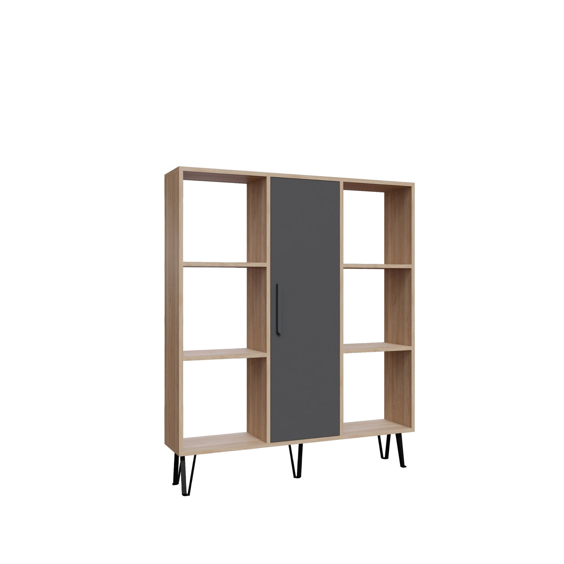 Biblioteca Peoria, stejar/gri antracit, PAL melaminat, 120x25x142 cm