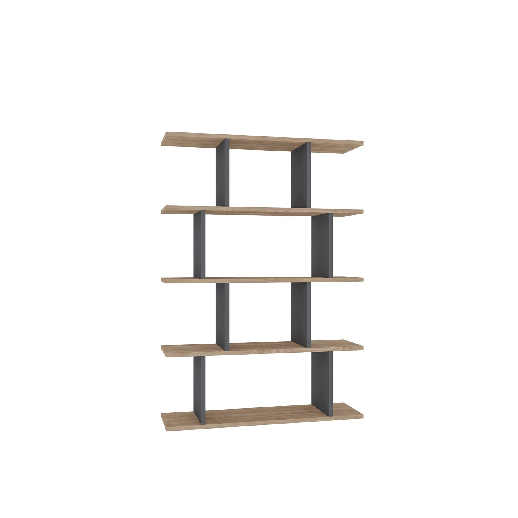 Biblioteca Harmon, stejar/gri, PAL, 90x25x127 cm