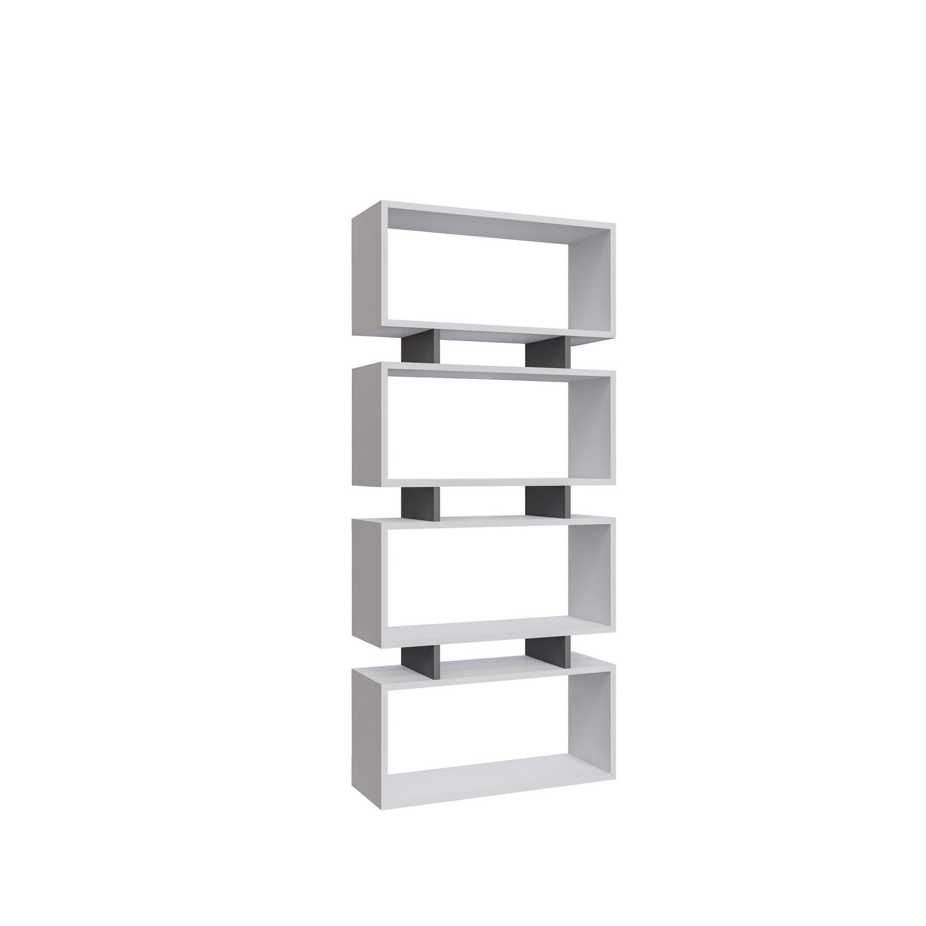Biblioteca Langdon, alb/gri antracit, PAL, 72x25x161 cm