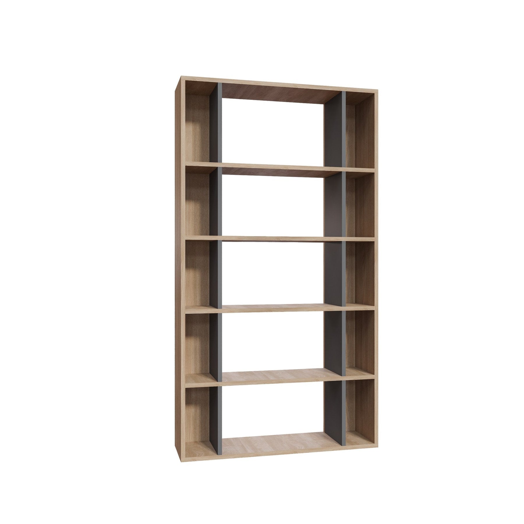 Biblioteca Sanborn, stejar/gri, PAL melaminat, 90x25x164 cm