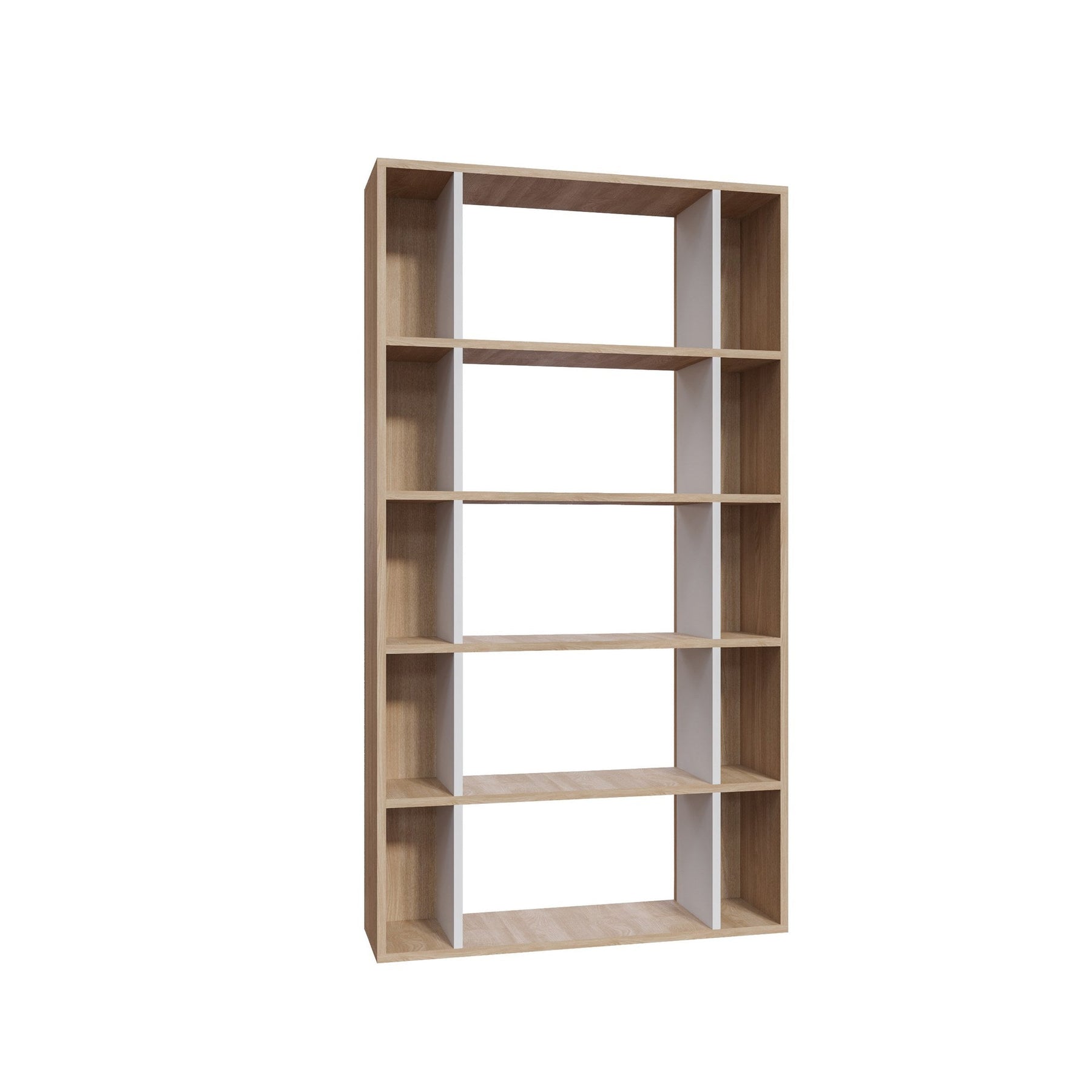 Biblioteca Sanborn, stejar/alb, PAL melaminat, 90x25x164 cm