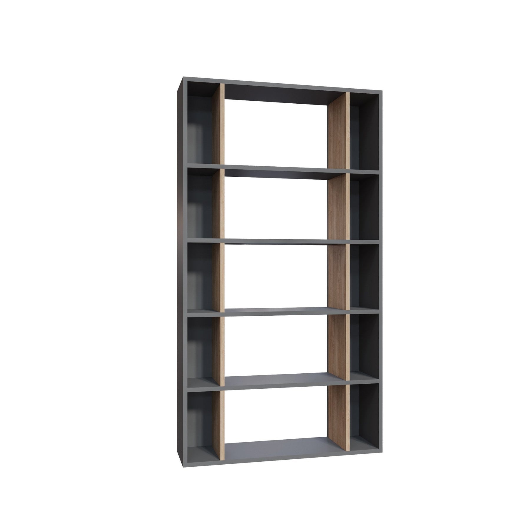 Biblioteca Sanborn, gri/stejar, PAL melaminat, 90x25x164 cm