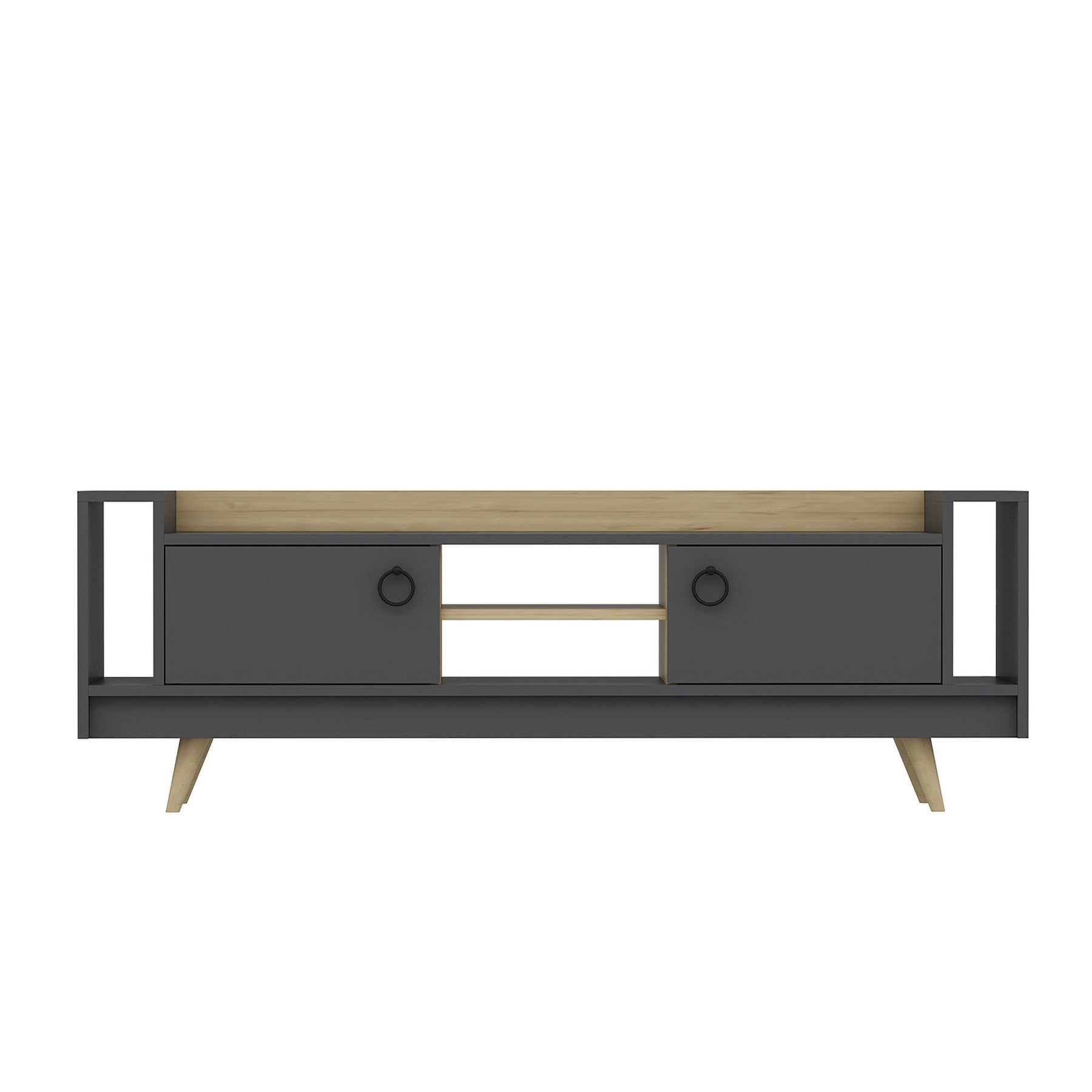 Comoda TV Tyler, gri antracit/stejar, PAL melaminat, 160x36x54 cm