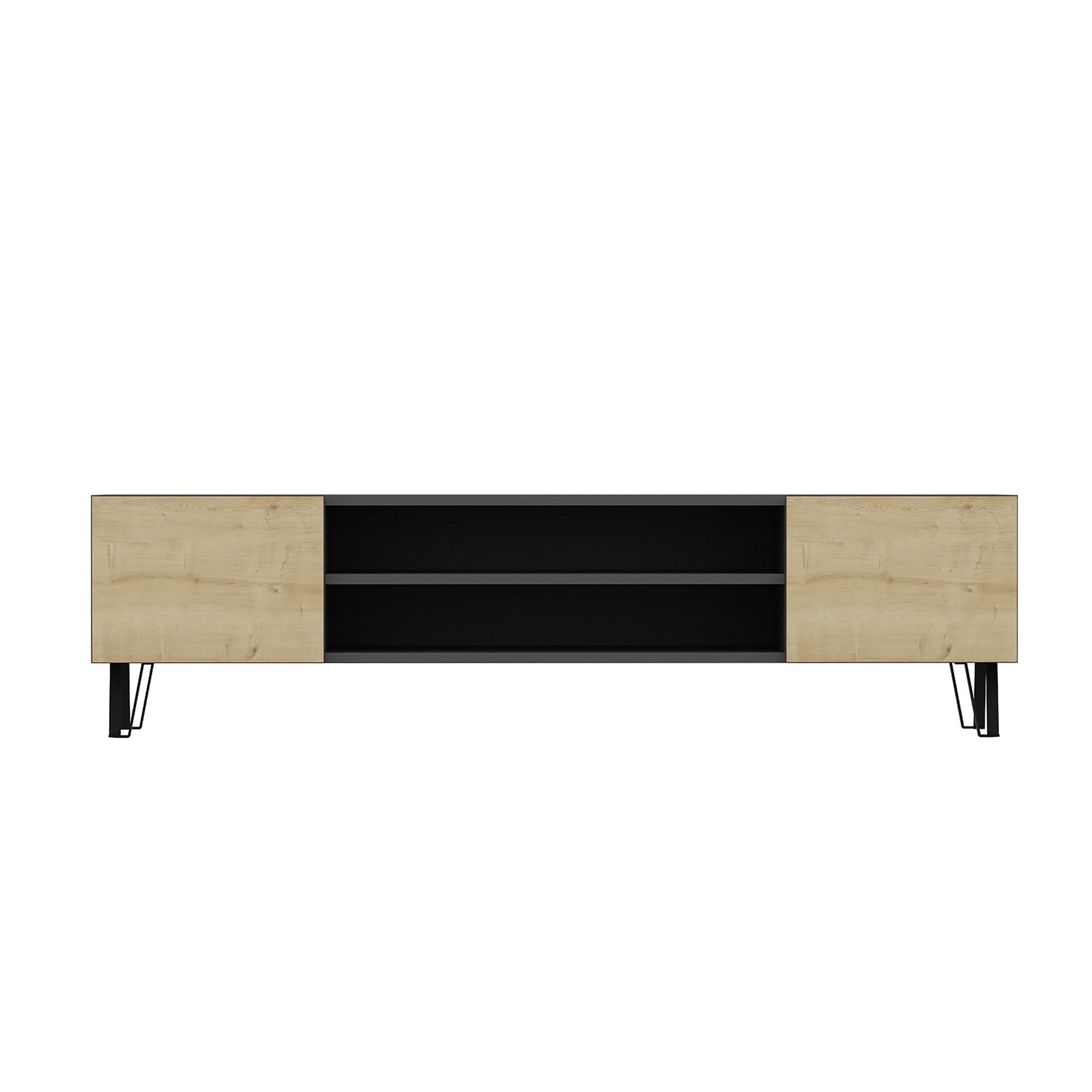 Comoda TV Bloom, gri/stejar, PAL, 160x37x47 cm