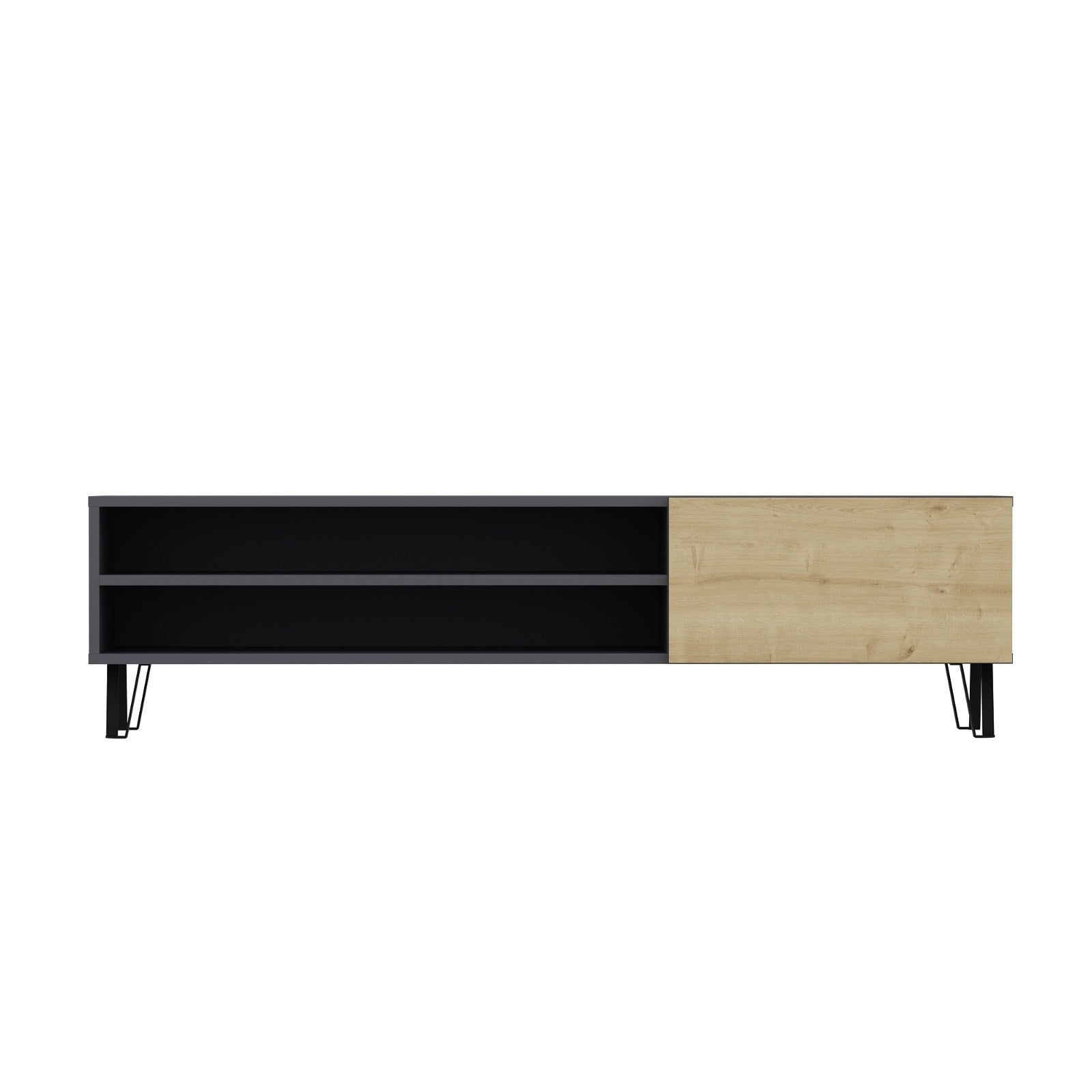 Comoda TV Blake, gri/stejar, PAL, 160x37x47 cm
