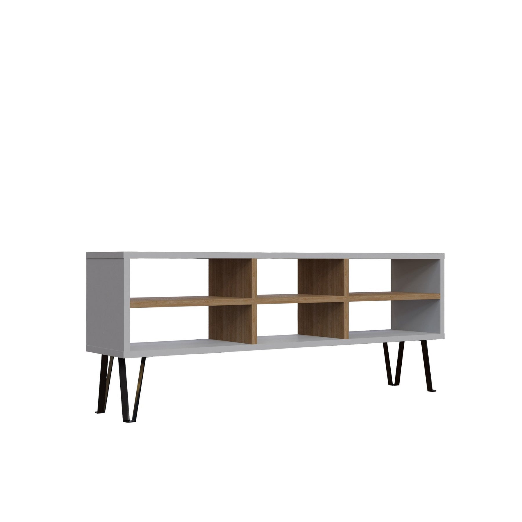 Comoda TV Judd, alb/stejar, PAL, 120x25x47 cm