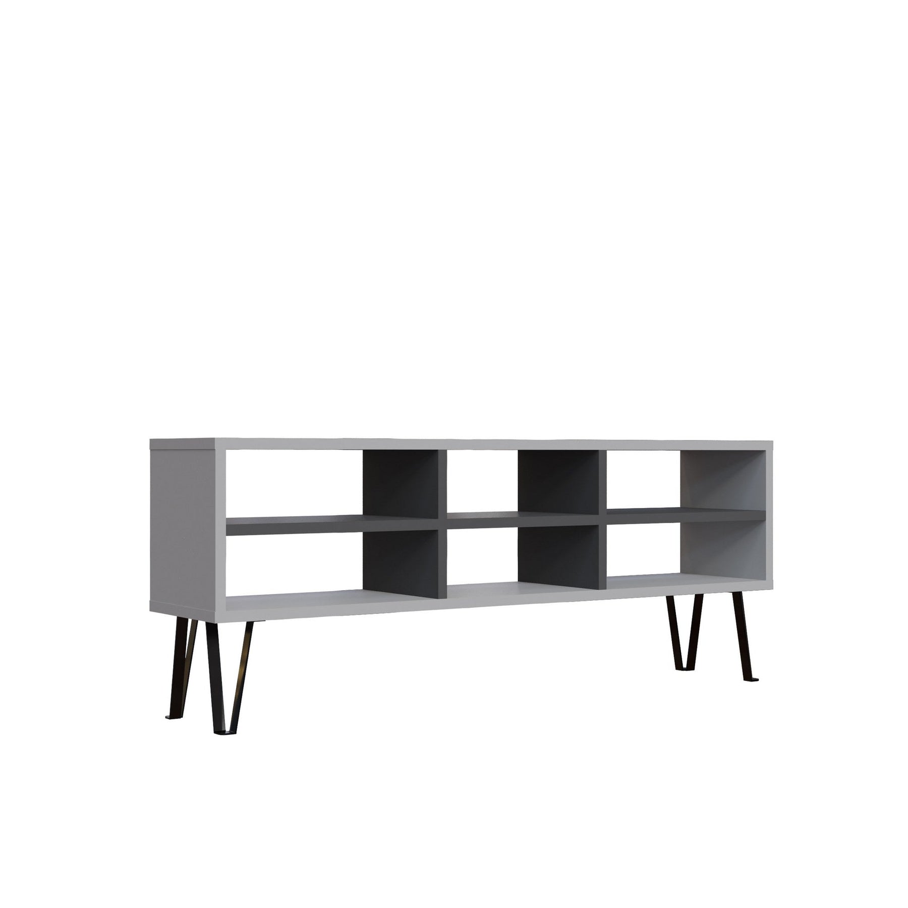 Comoda TV Judd, alb/gri antracit, PAL, 120x25x47 cm