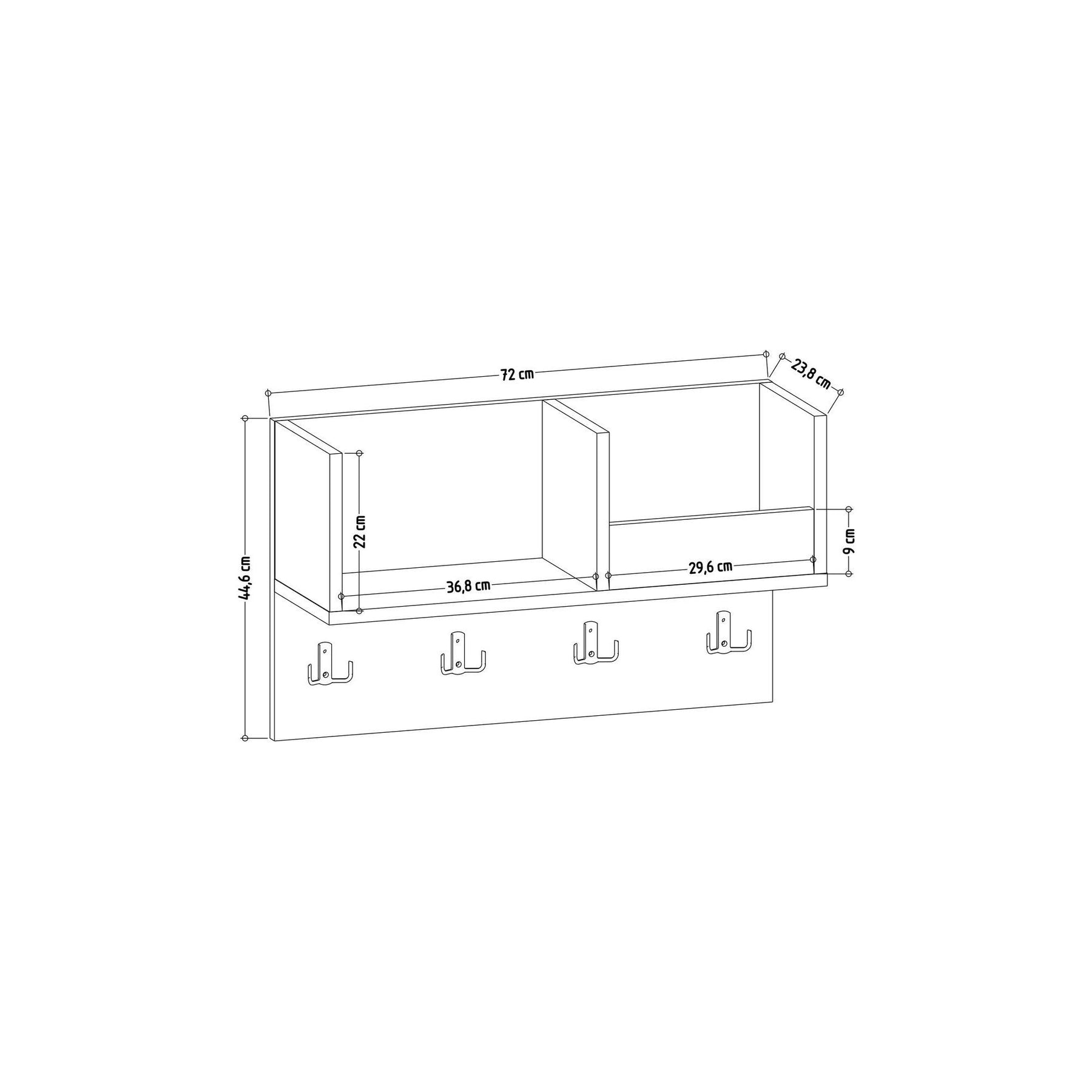 Cuier Sameul, alb, PAL melaminat, 72x24x45 cm
