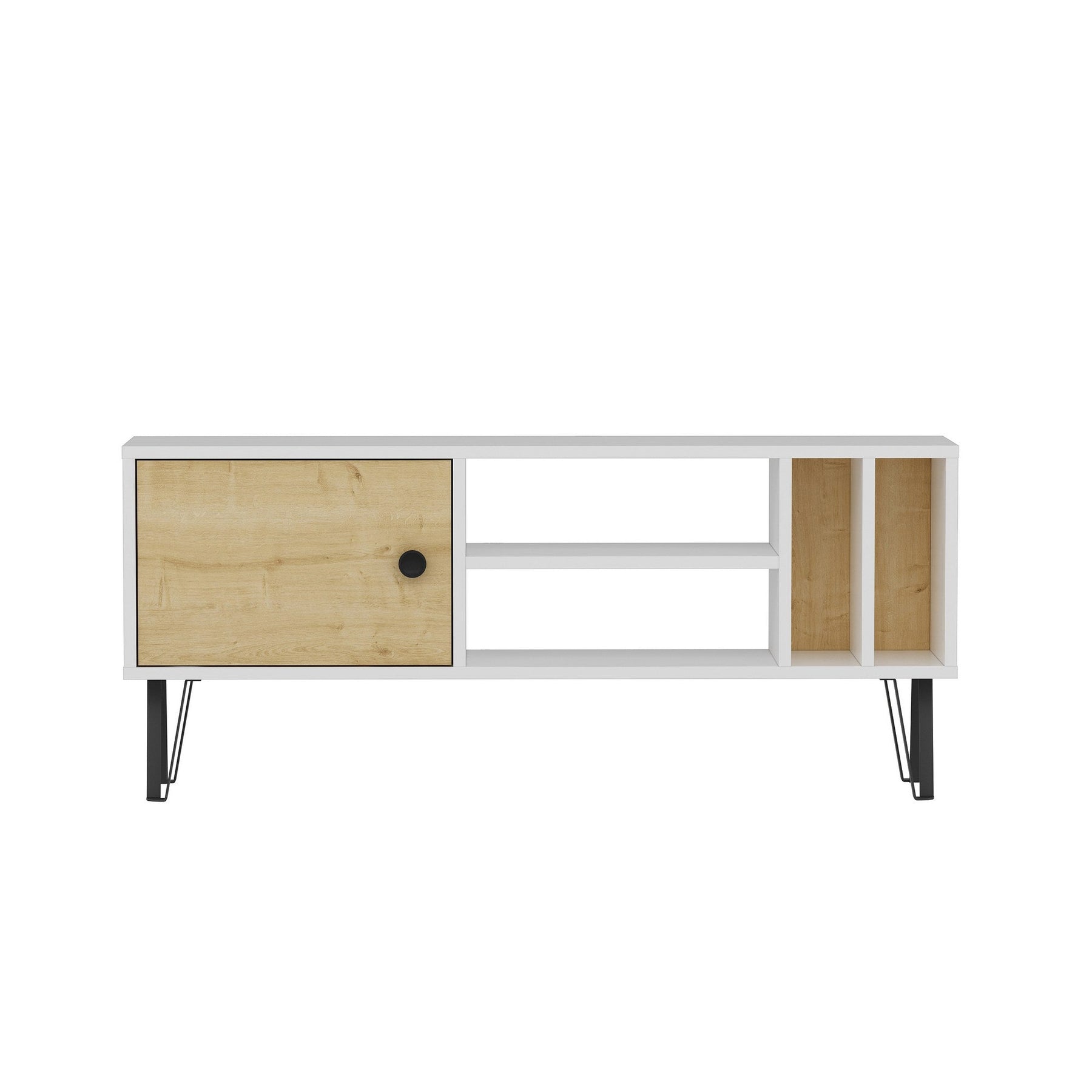 Comoda TV Arven, alb/stejar, 120x25x52 cm