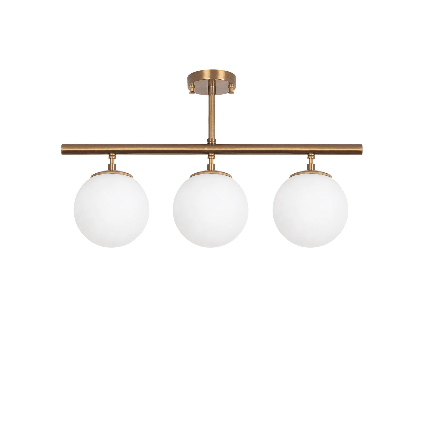 Lustra Atmaca - 10270, 3 becuri, cadru metalic/sticla, auriu/alb, 60x15x37 cm