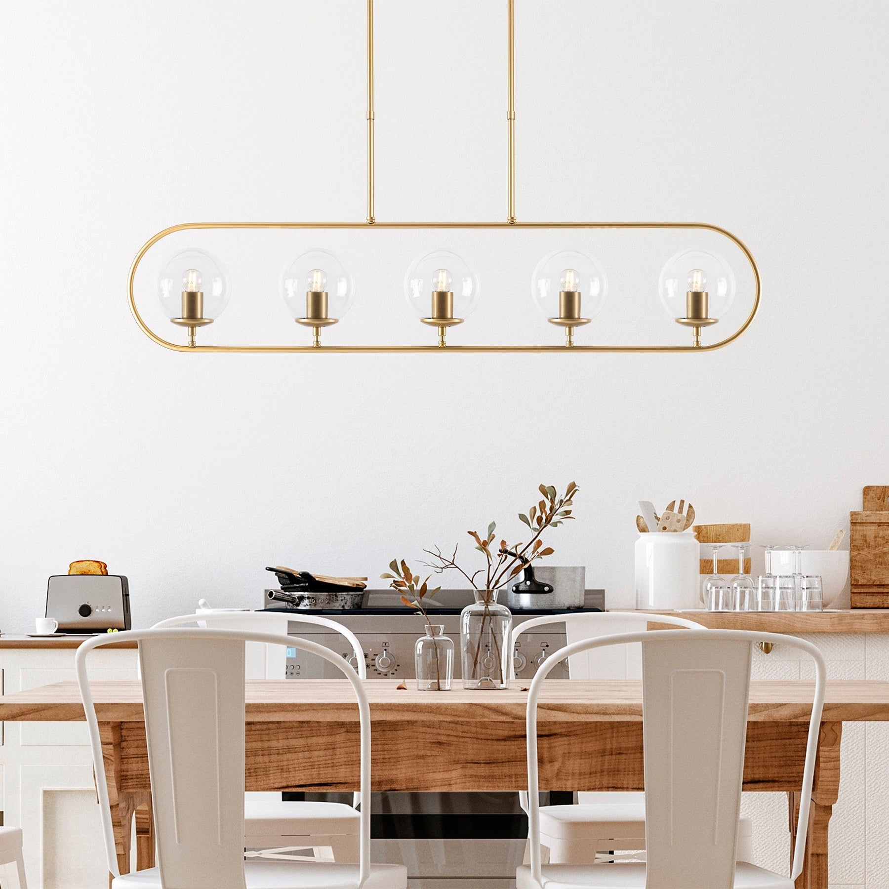 Lustra Jewel, 10625, 5 becuri, cadru metalic/sticla, auriu, 122x15x49/91 cm