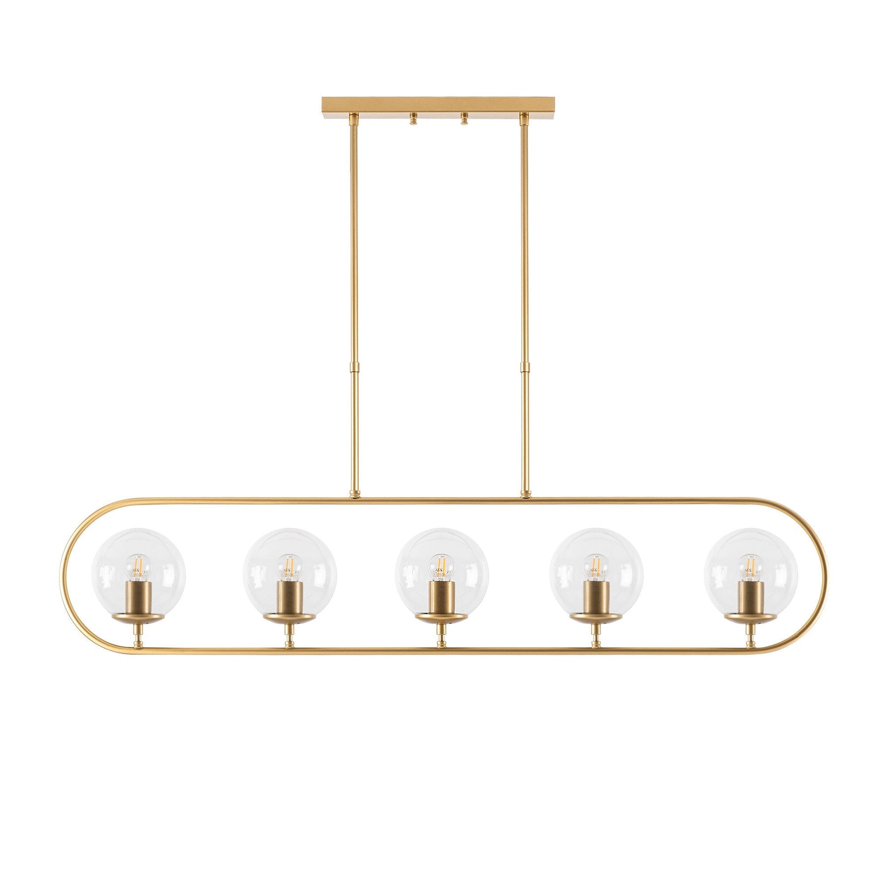Lustra Jewel, 10625, 5 becuri, cadru metalic/sticla, auriu, 122x15x49/91 cm