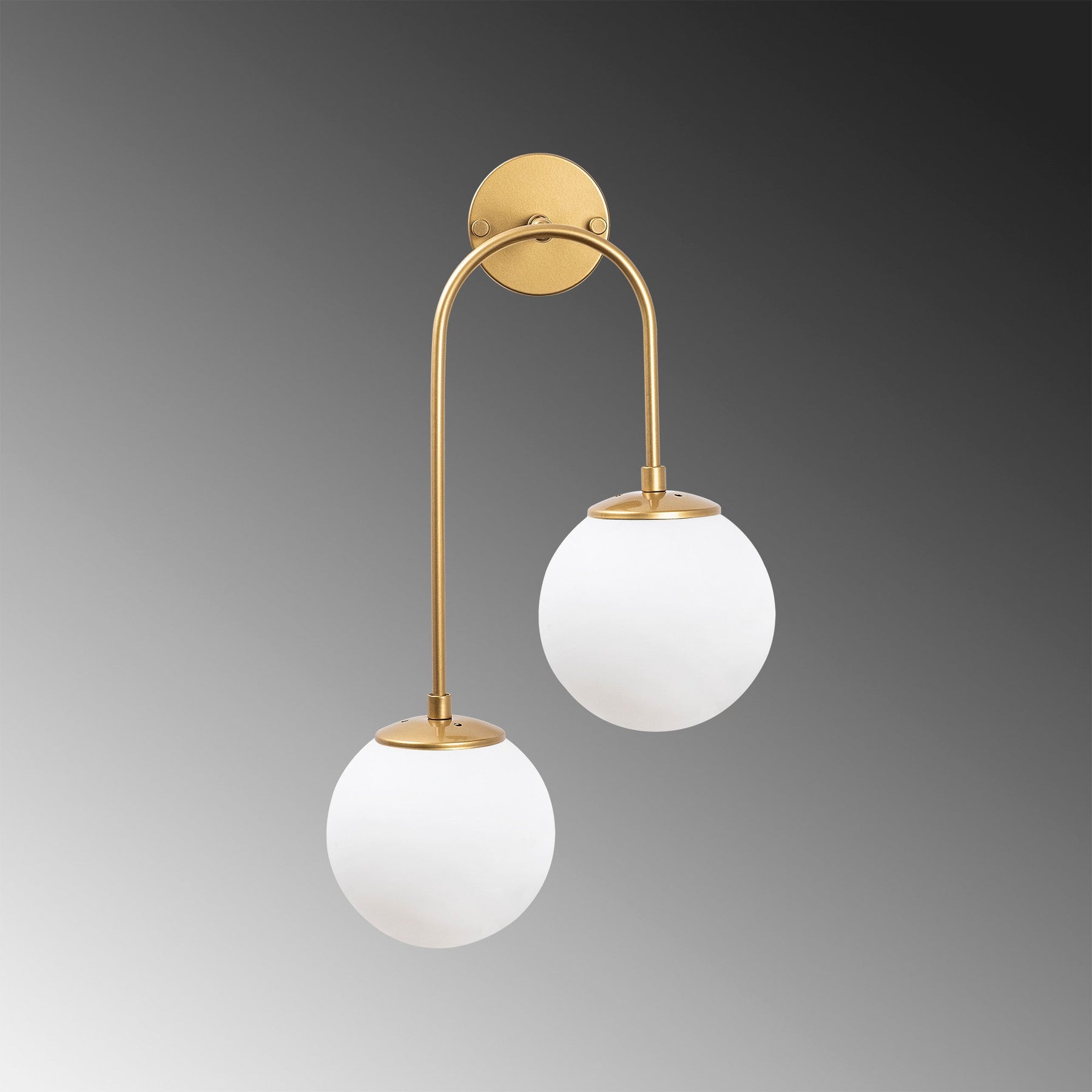 Lampa de perete Jewel, 10585, 2 becuri la inaltimi diferite, metal/sticla, auriu/alb, 30x24x55 cm