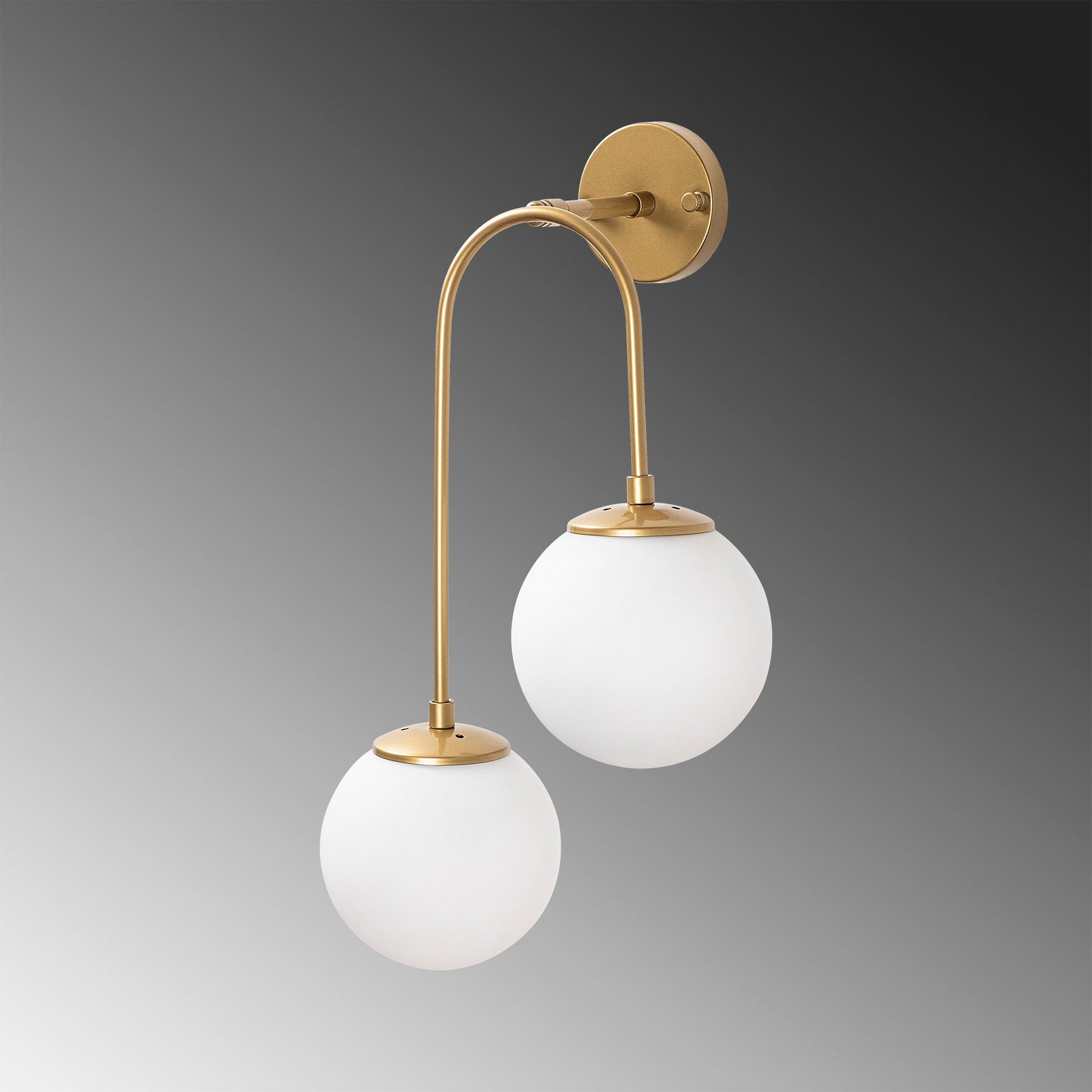 Lampa de perete Jewel, 10585, 2 becuri la inaltimi diferite, metal/sticla, auriu/alb, 30x24x55 cm