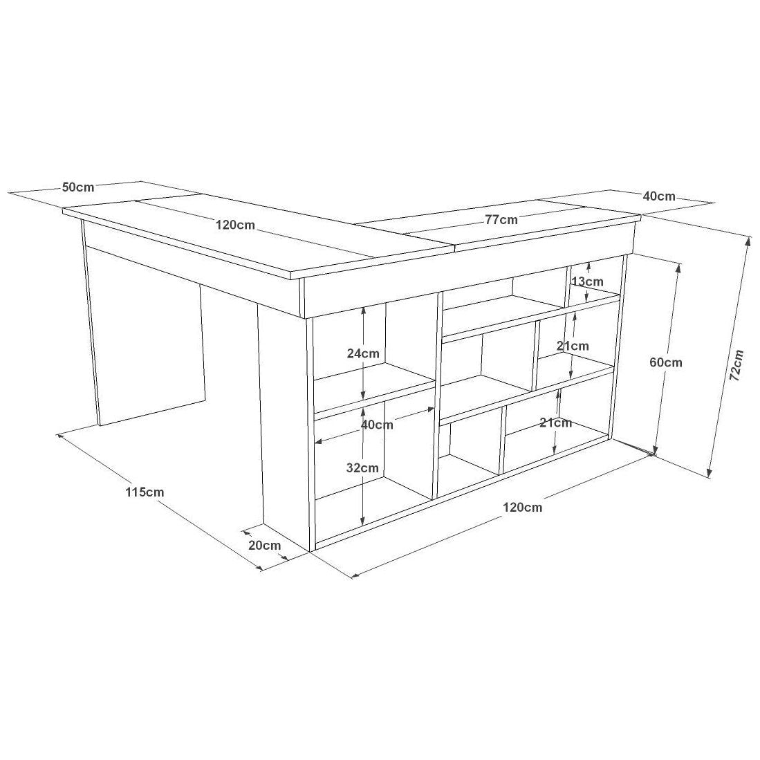 Birou CT5-AW, alb/pin, PAL melaminat, 129x72x120 cm