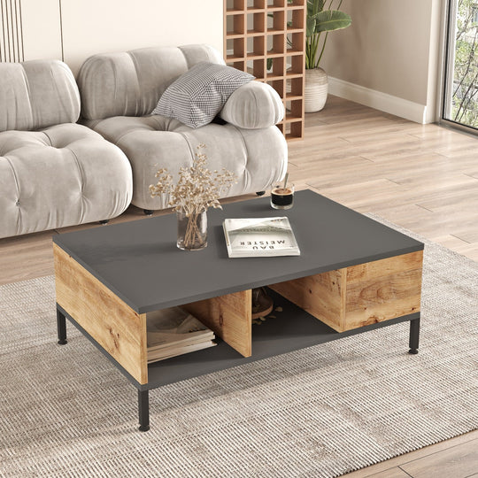 Masuta cafea RL2-AA, gri/stejar, PAL melaminat, 90x60x33 cm