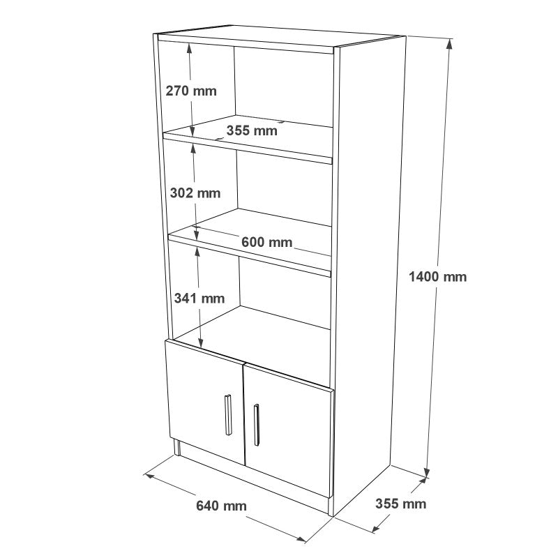 Biblioteca 956LCS1403, alb, PAL melaminat, 64x35.5x140cm
