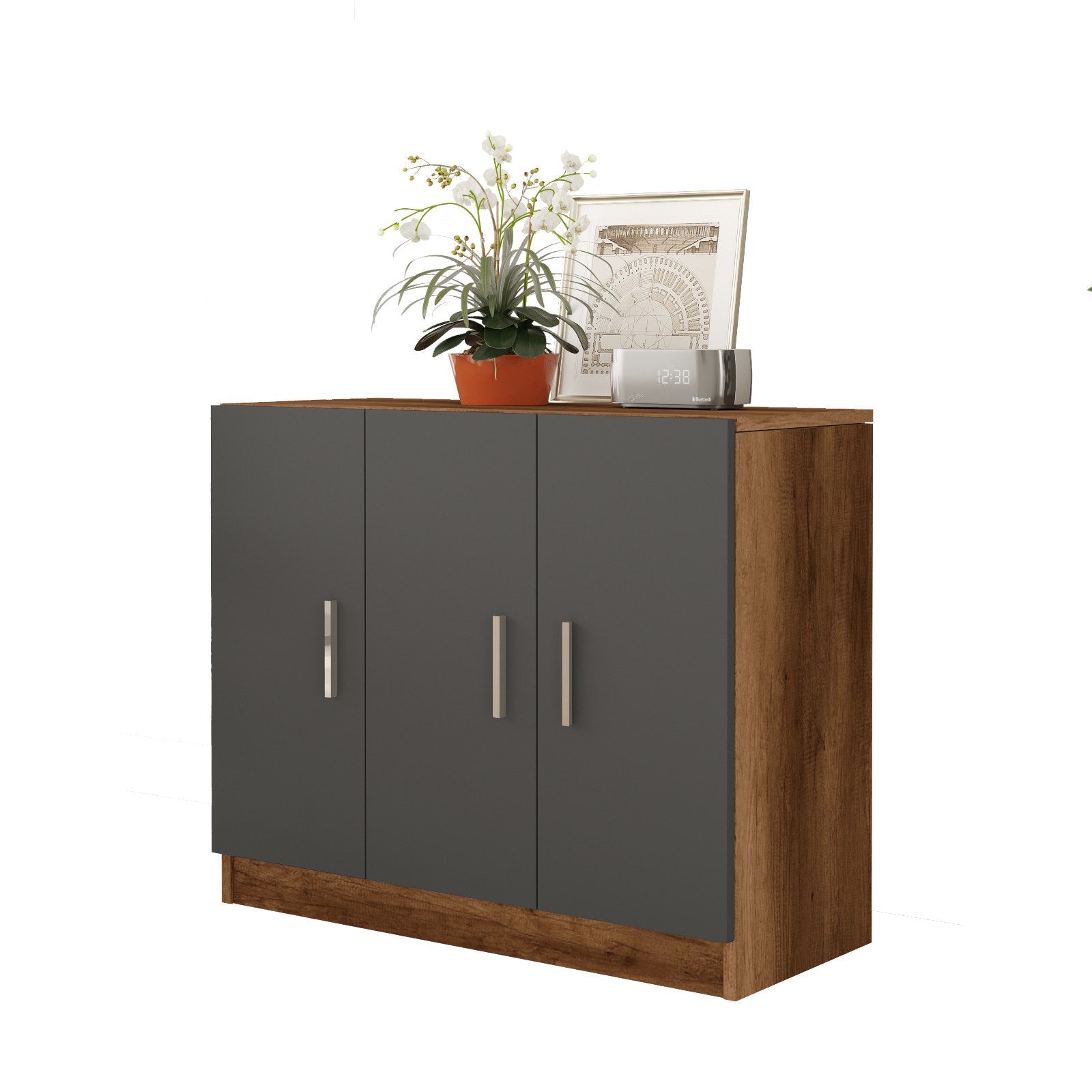 Comoda 956LCS1501, nuc/gri, PAL melaminat, 89x38x74 cm