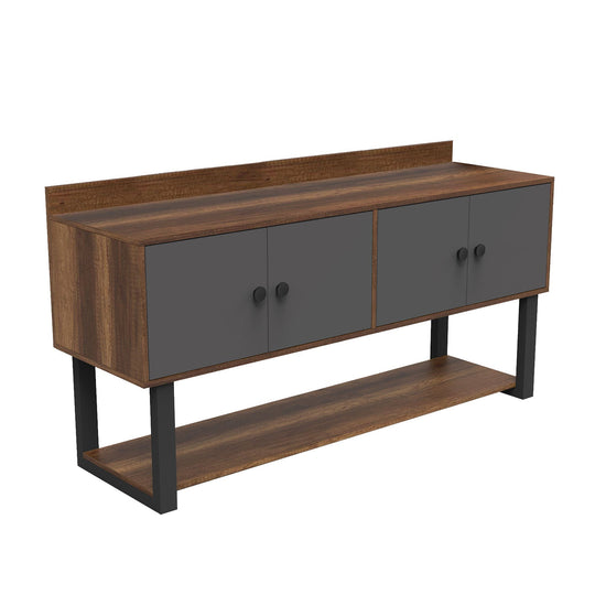 Comoda MN04-BA, nuc/gri, PAL/metal, 180x85x93 cm