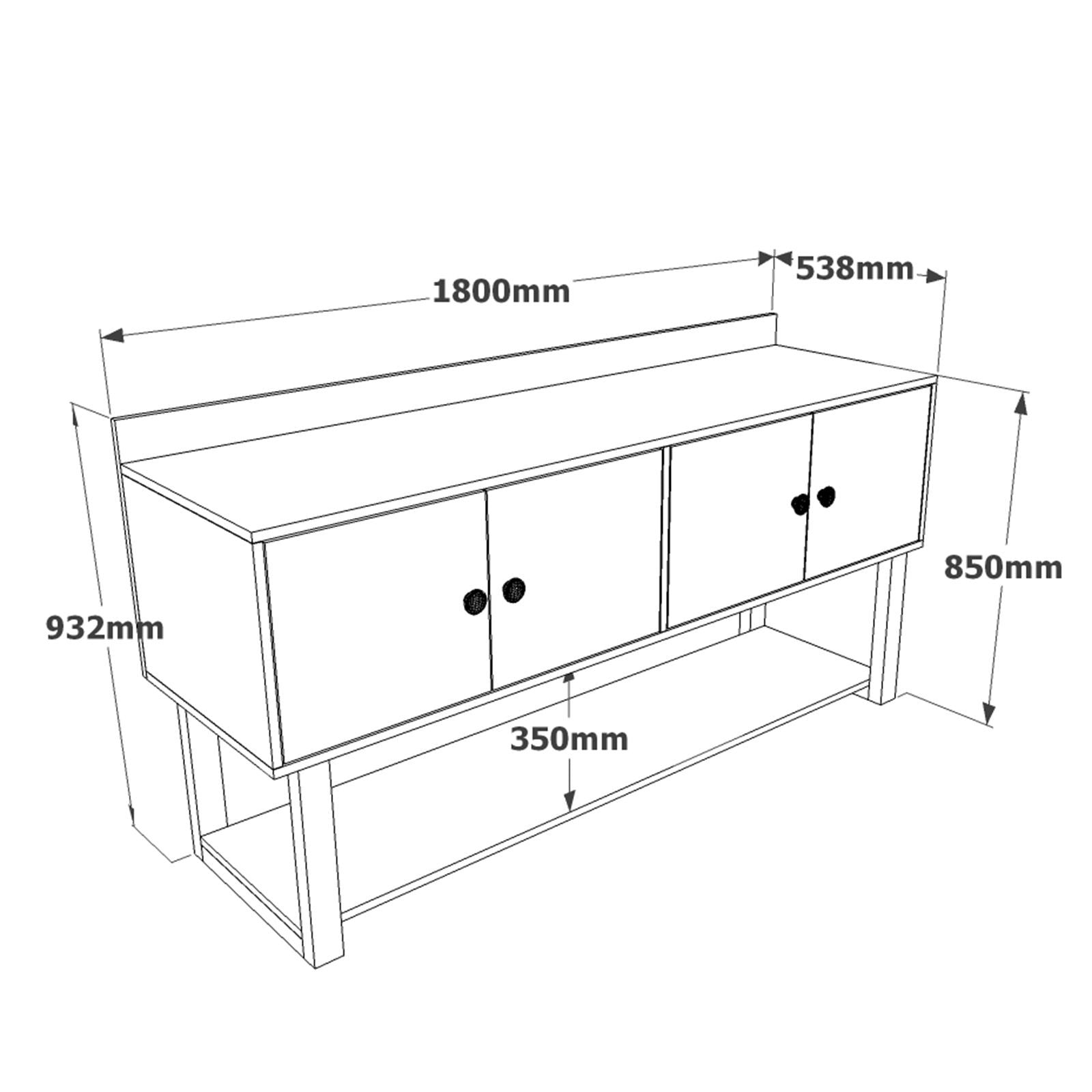 Comoda MN04-BA, nuc/gri, PAL/metal, 180x85x93 cm