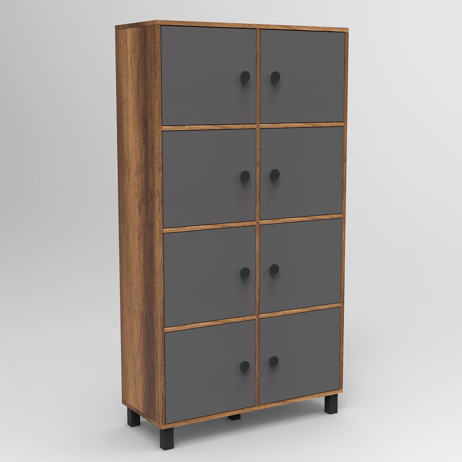 Dulap MN06-BA, nuc/gri, PAL/metal, 96x40x179 cm