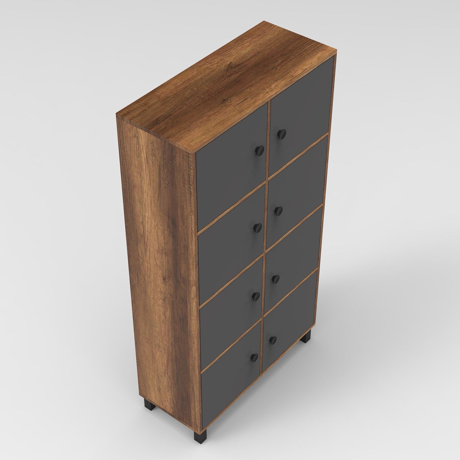 Dulap MN06-BA, nuc/gri, PAL/metal, 96x40x179 cm