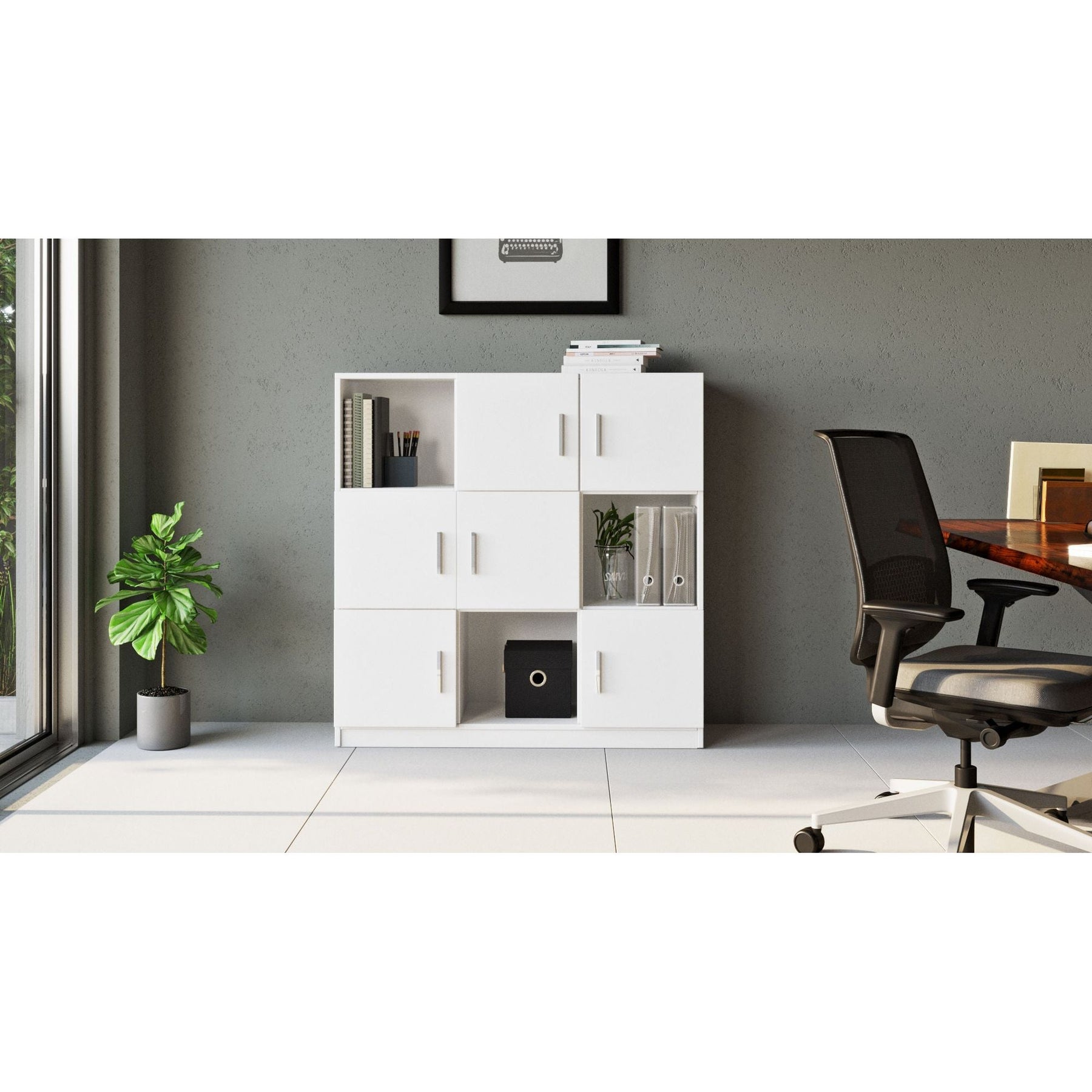 Comoda inalta VO7 - W, alb, PAL melaminat, 120x38x122 cm