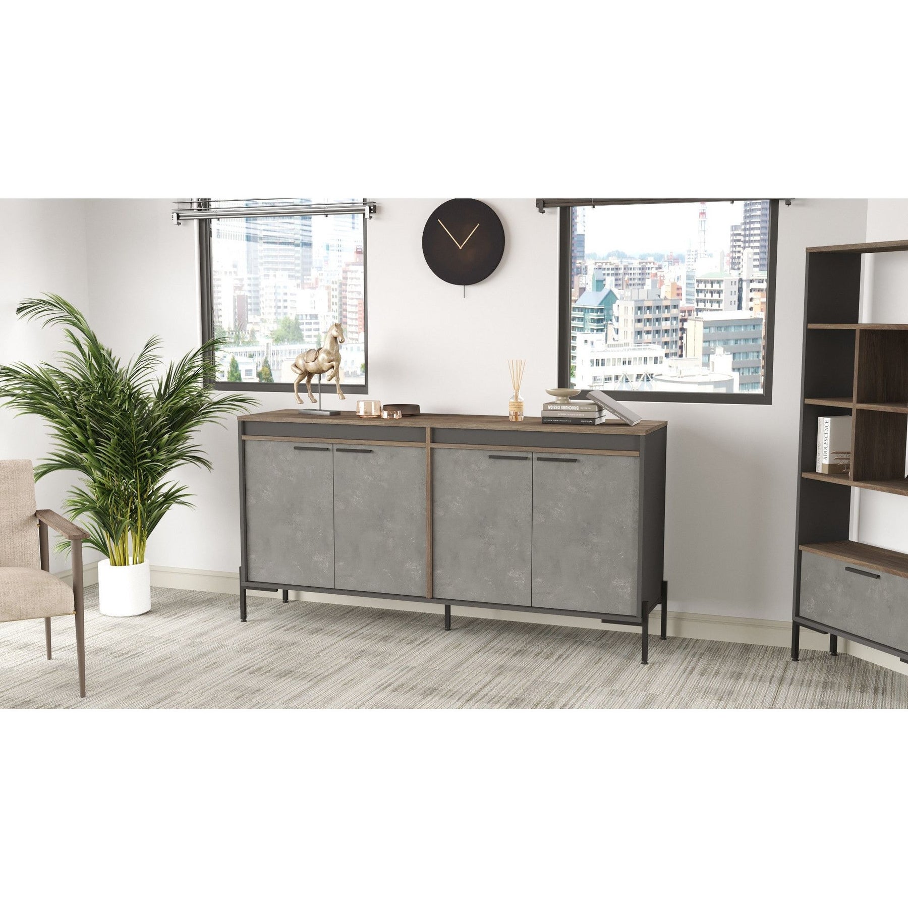 Comoda VS5 - CGA, gri/nuc, PAL melaminat/metal, 184x44.5x92