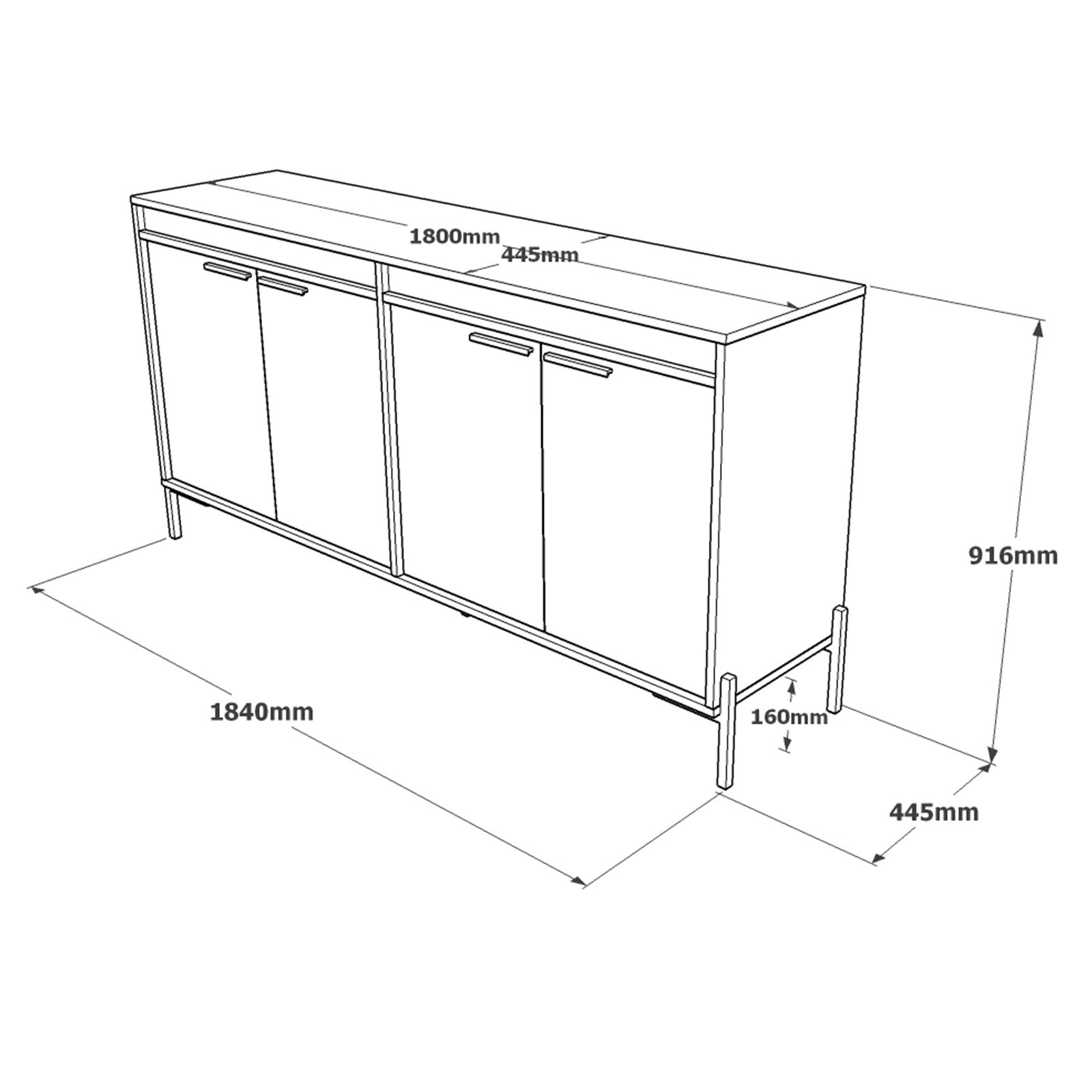 Comoda VS5 - CGA, gri/nuc, PAL melaminat/metal, 184x44.5x92