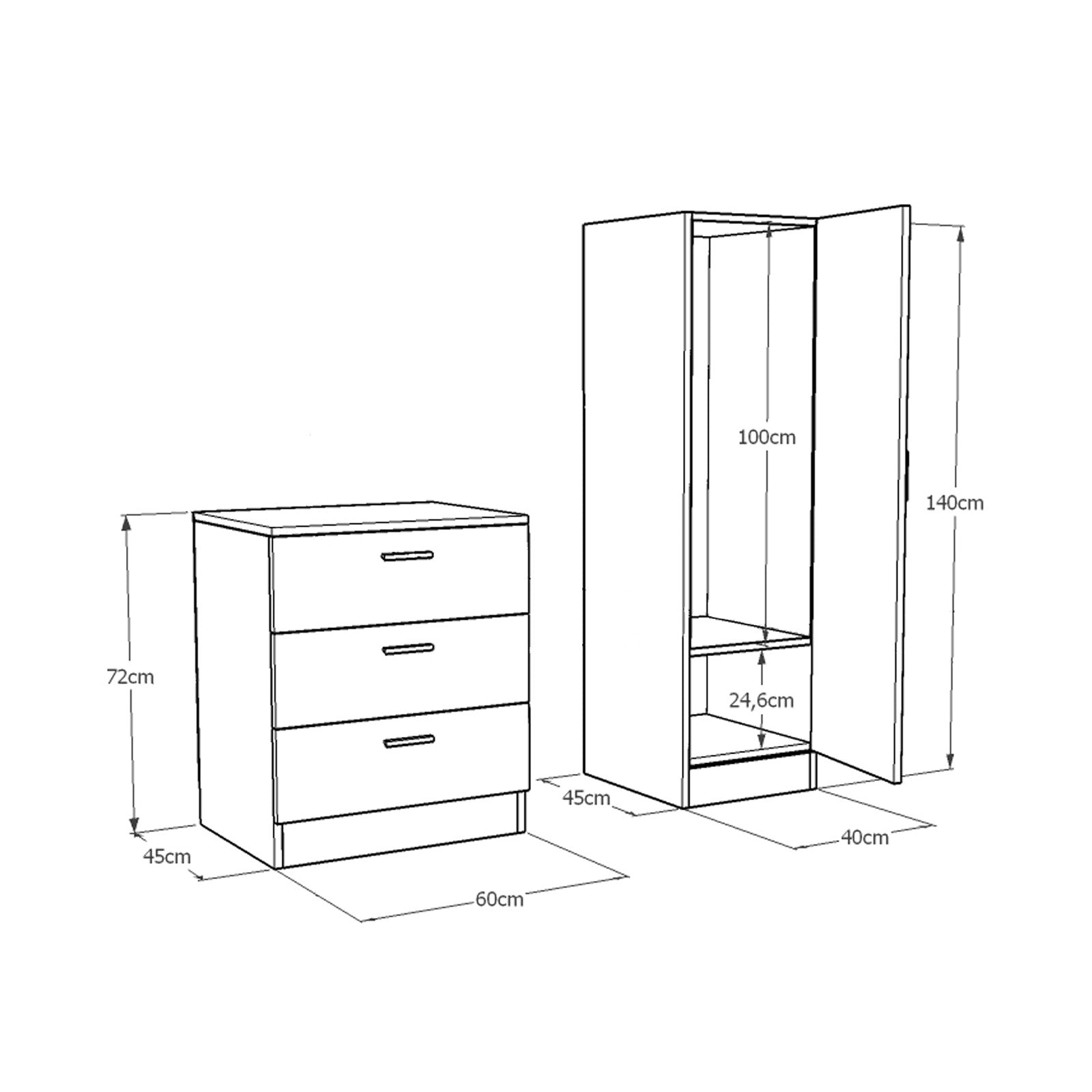 Dulap CC6-AA, stejar/gri, PAL, 100x45x140 cm