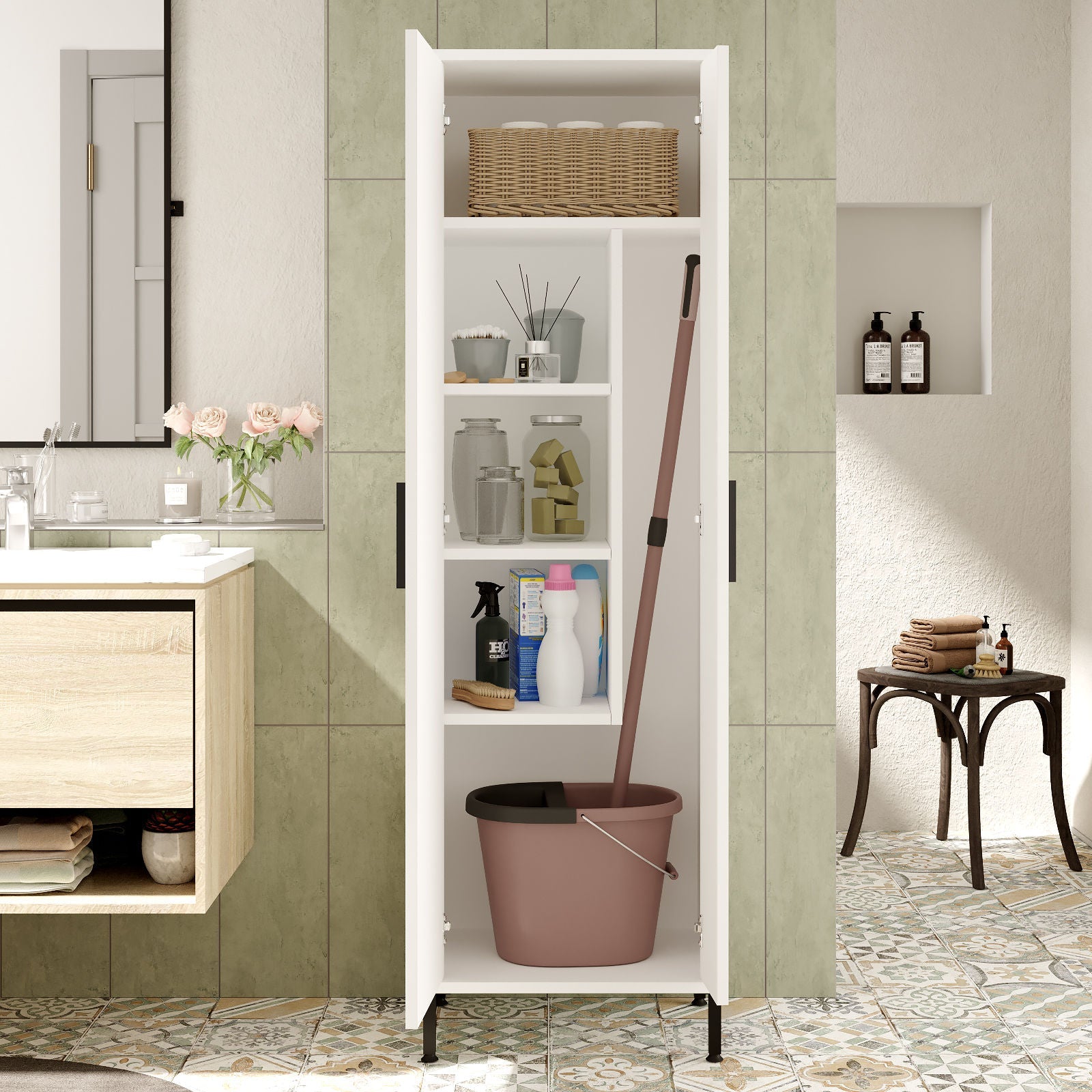 Dulap DY1-W, alb, PAL, 50x36x165 cm