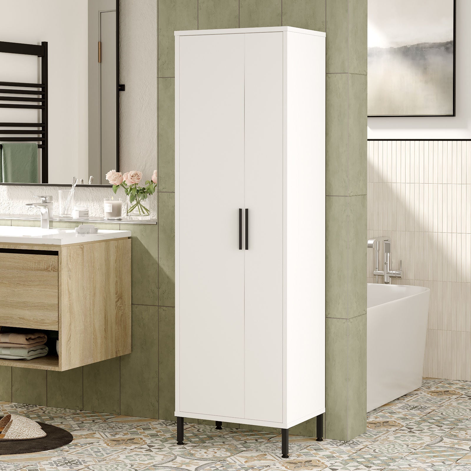 Dulap DY1-W, alb, PAL, 50x36x165 cm