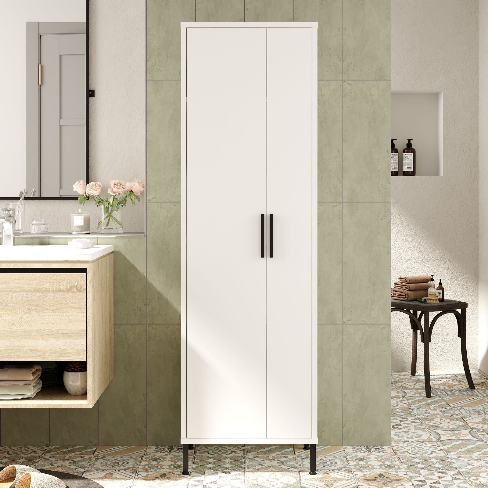 Dulap DY1-W, alb, PAL, 50x36x165 cm