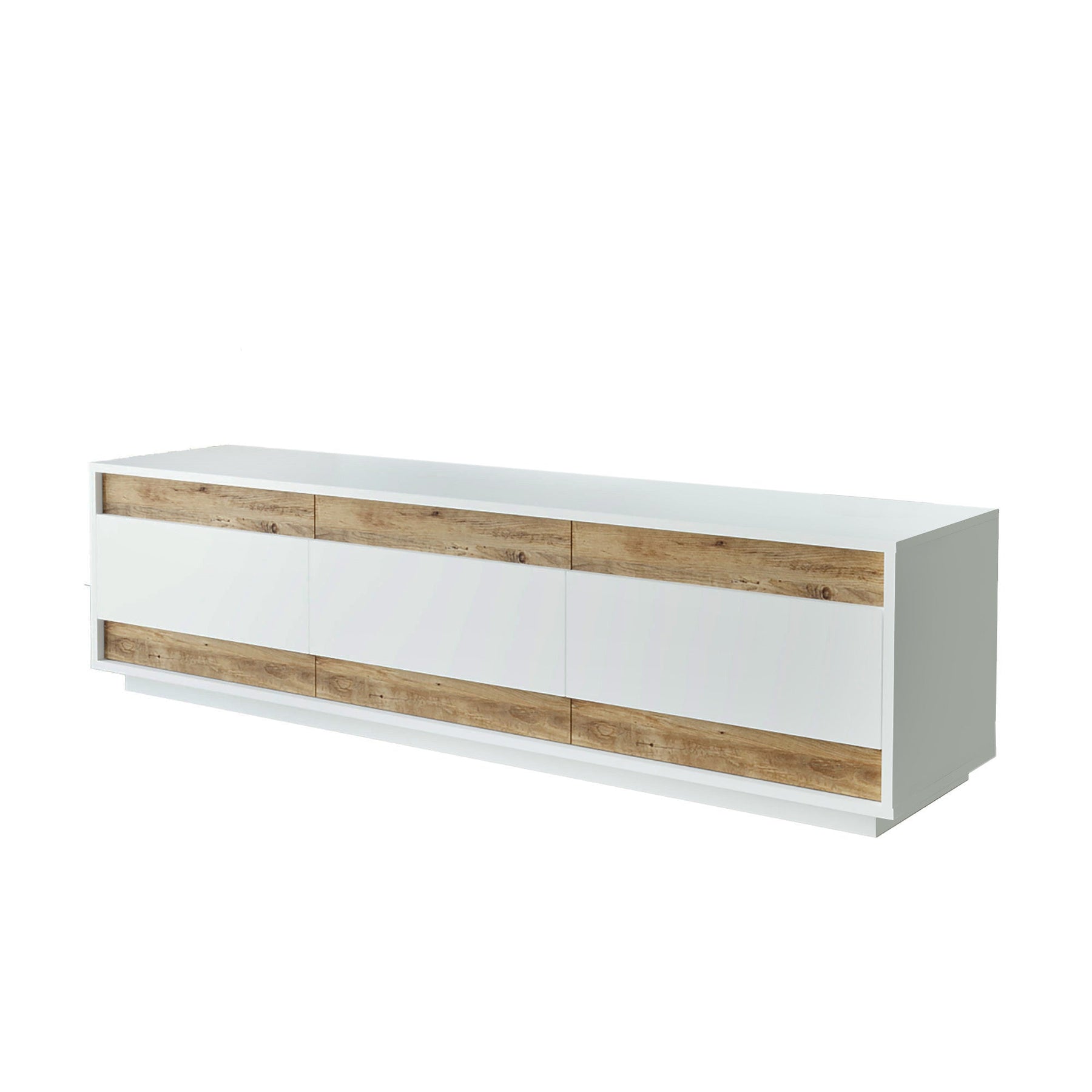 Comoda TV FR4-AW, alb/stejar, PAL, 180x45x49 cm