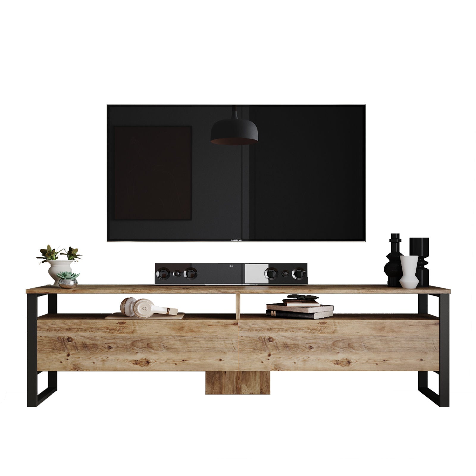Comoda TV ML19-A, stejar, PAL melaminat, 180x56x36 cm