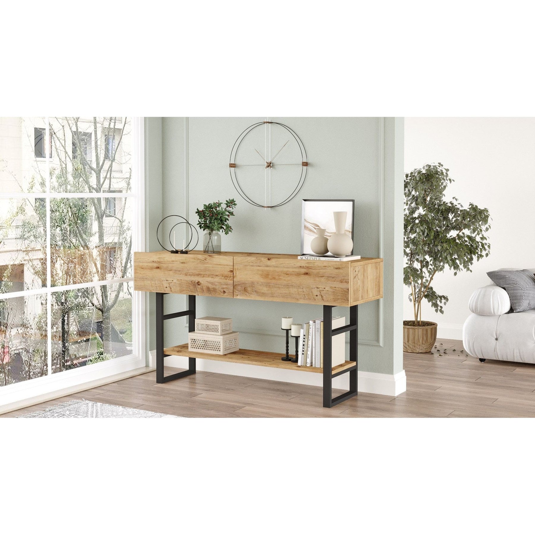 Comoda ML23-A, stejar, PAL/metal, 139x43x76 cm