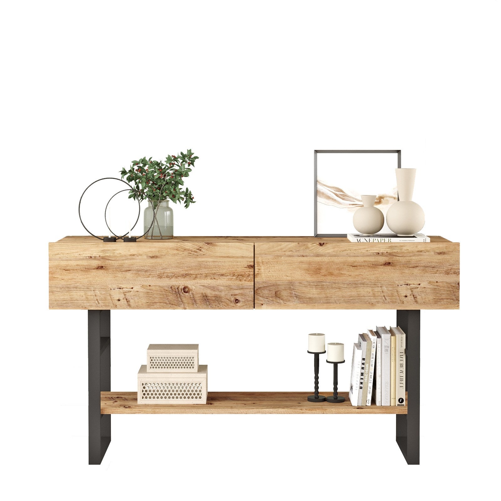 Comoda ML23-A, stejar, PAL/metal, 139x43x76 cm