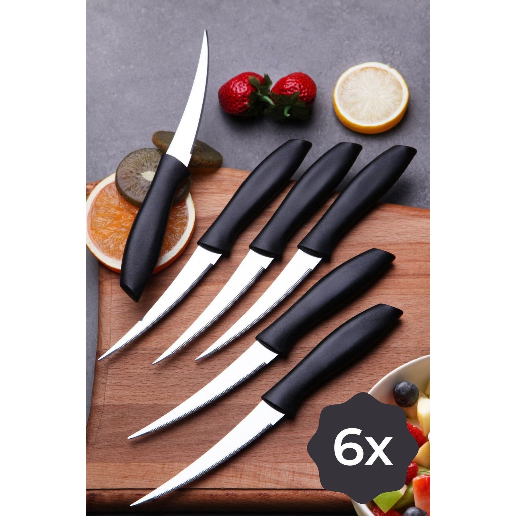 Set 6 cutite Magic, negru, 25,5x9x1,3 cm