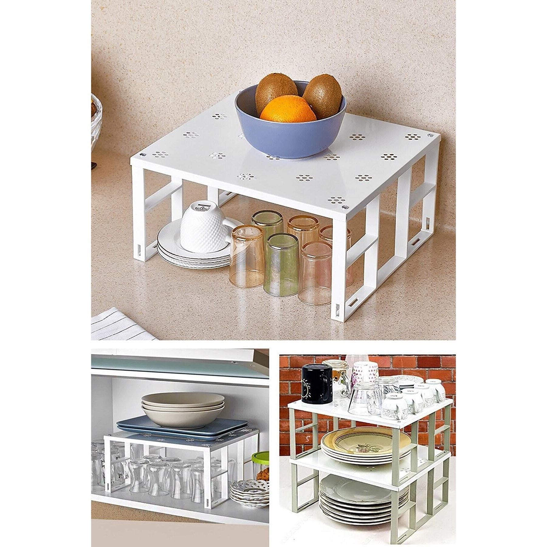 Organizator de bucatarie 8100, alb, metal inox 100%, 27,5x31,5x15 cm