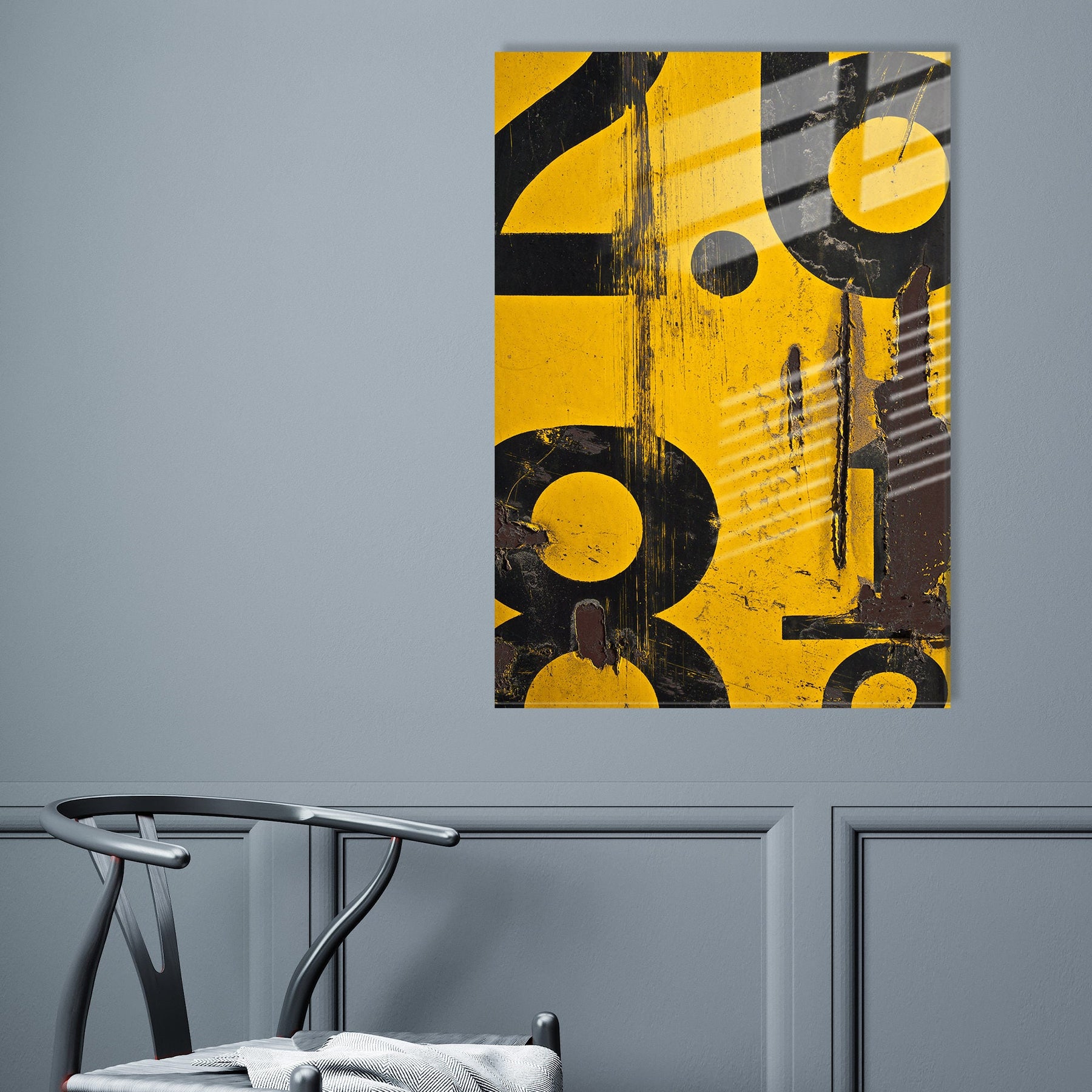 Tablou UV-013, galben, sticla securizata, 30x45 cm