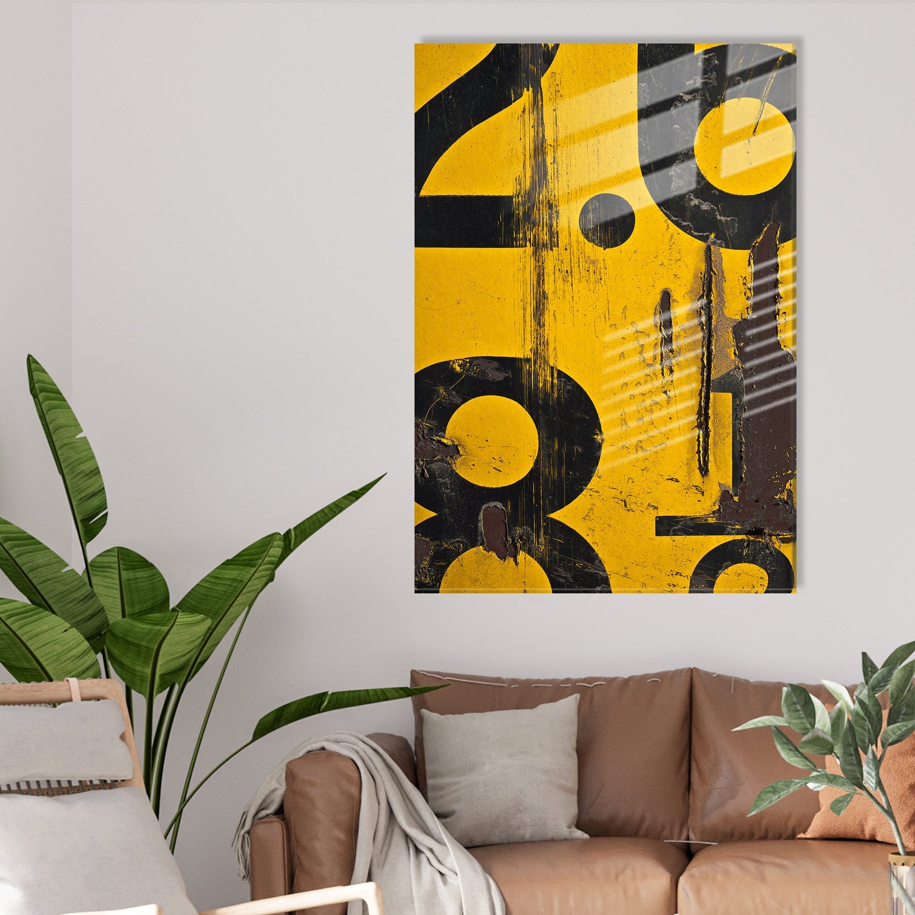 Tablou UV-013, galben, sticla securizata, 30x45 cm