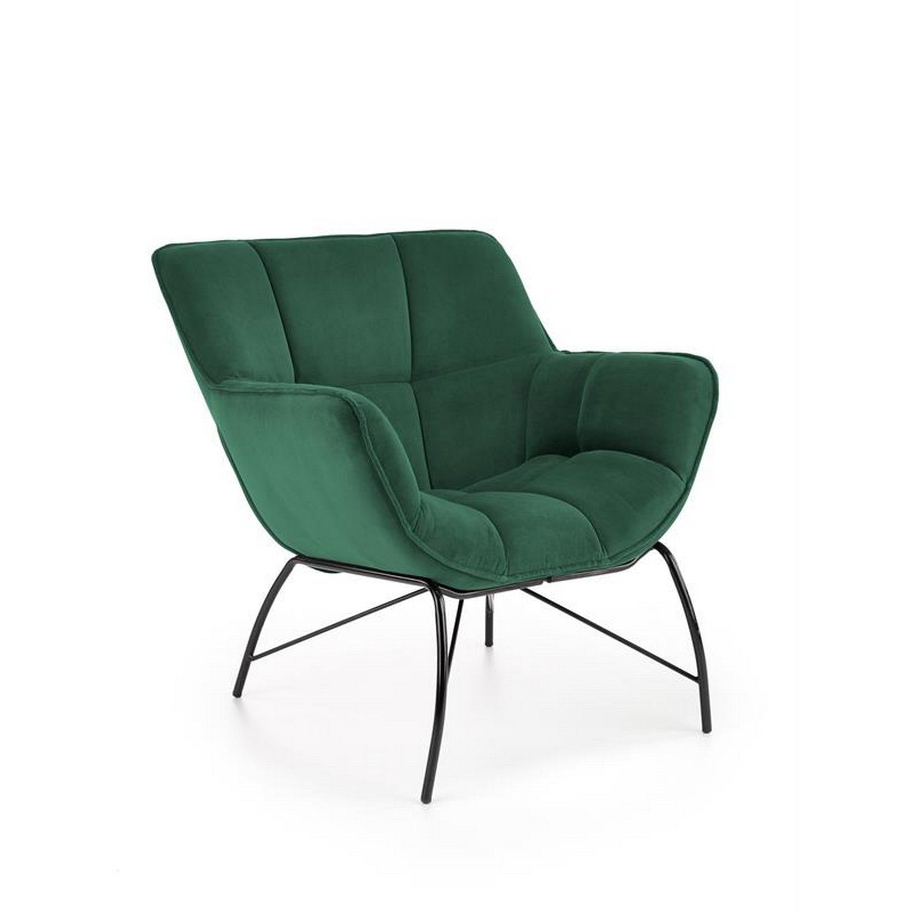 Fotoliu modern Belton, catifea verde, 74x73x78 cm