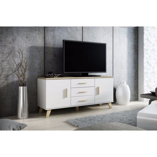 Comoda Lotta, alb/sonoma, 150x45x69 cm
