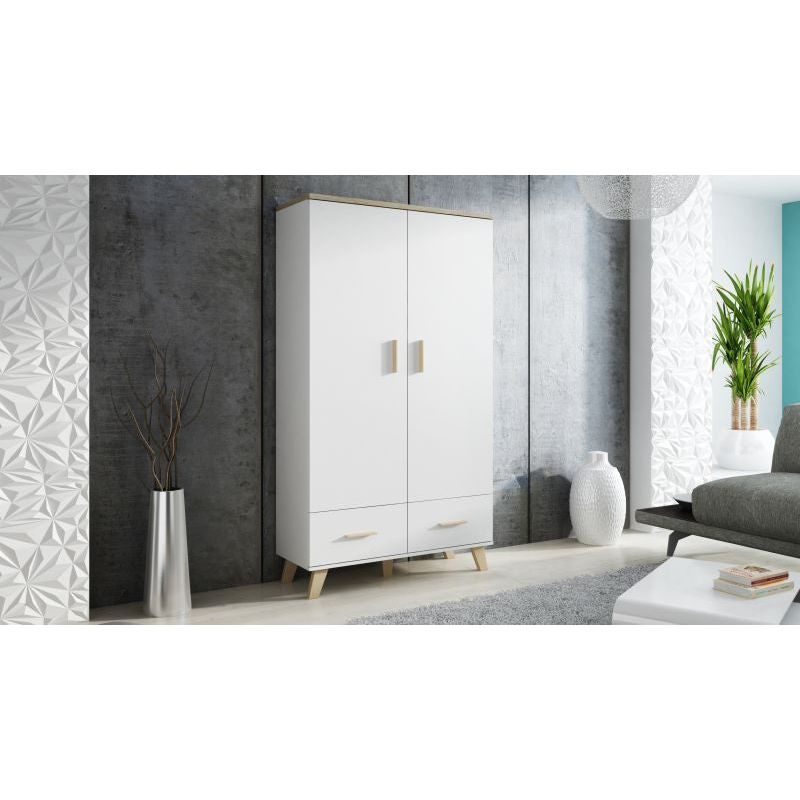 Dulap LOTTA, alb/stejar sonoma, PAL, 110x55x190 cm