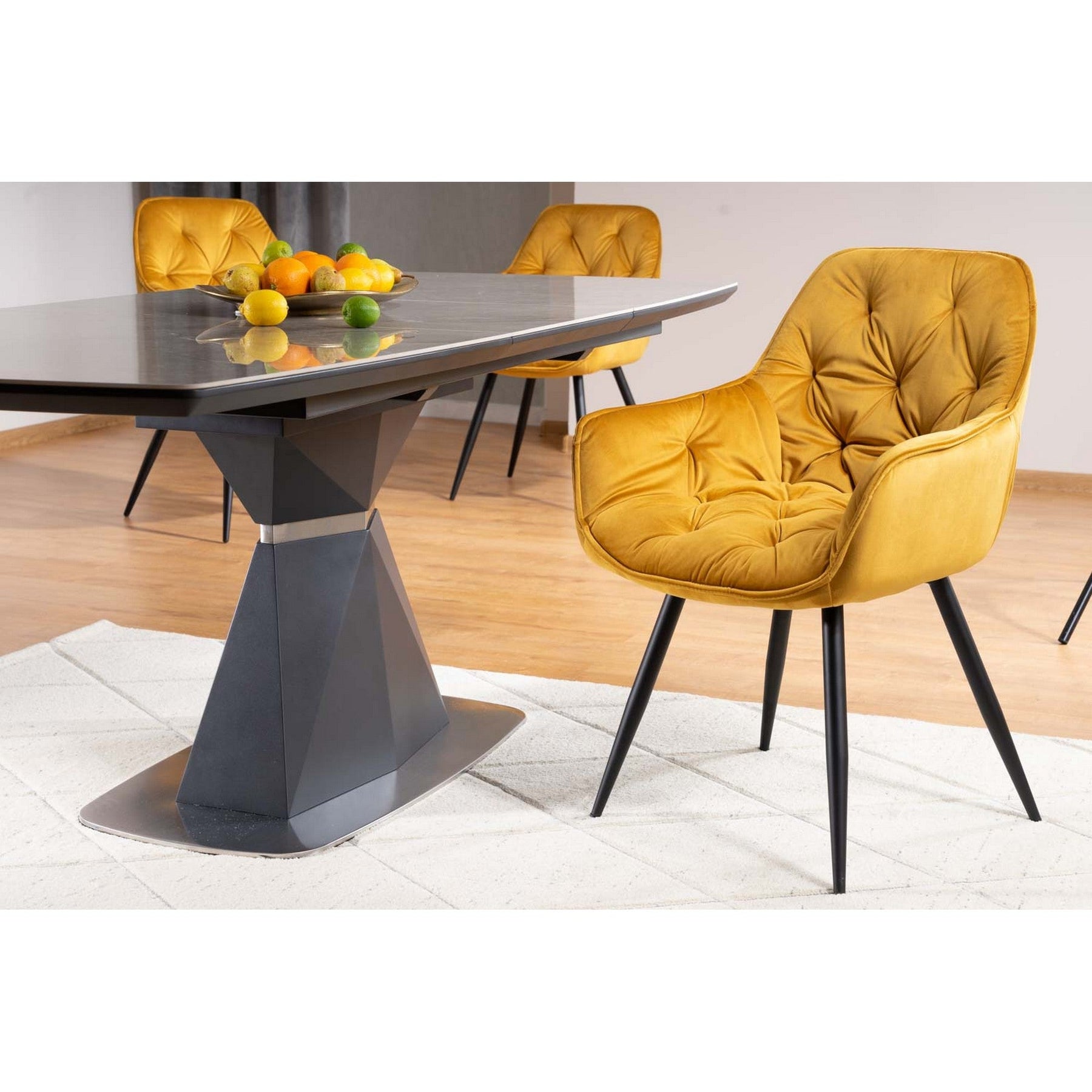 Masa CORTEZ efect de marmura/antracit 160(210)x90x76
