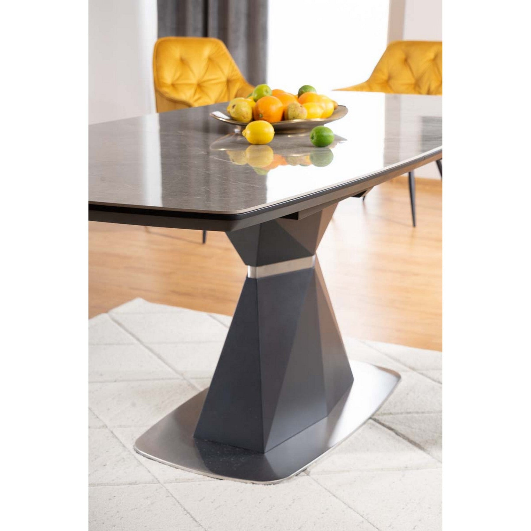 Masa CORTEZ efect de marmura/antracit 160(210)x90x76