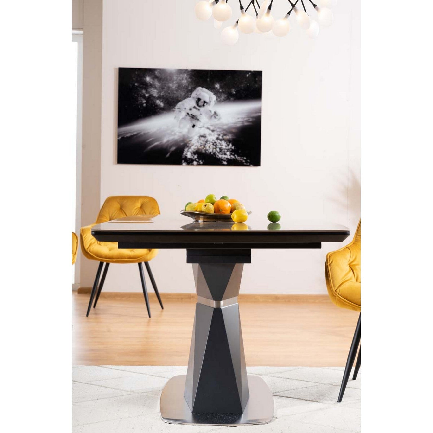 Masa CORTEZ efect de marmura/antracit 160(210)x90x76