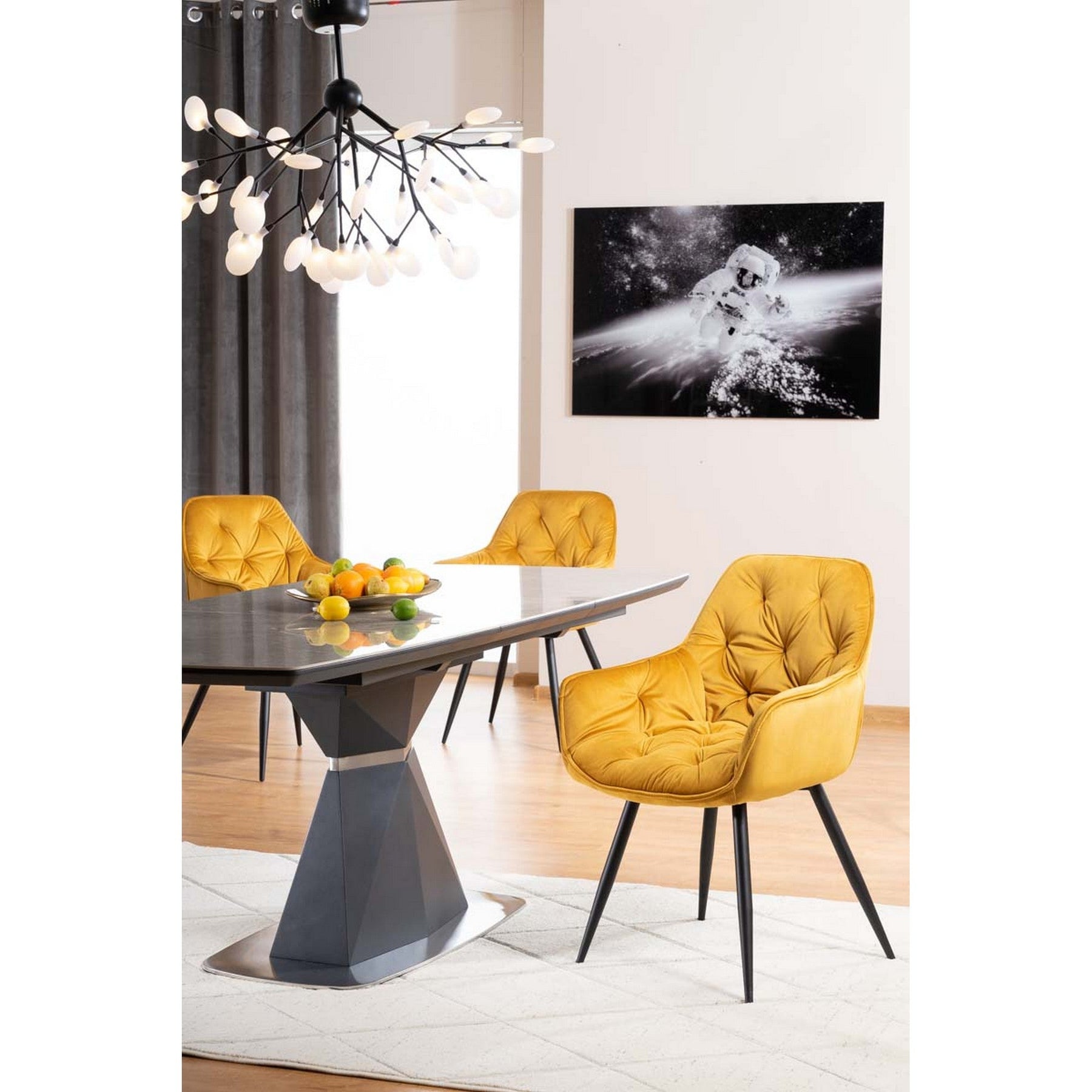 Masa CORTEZ efect de marmura/antracit 160(210)x90x76